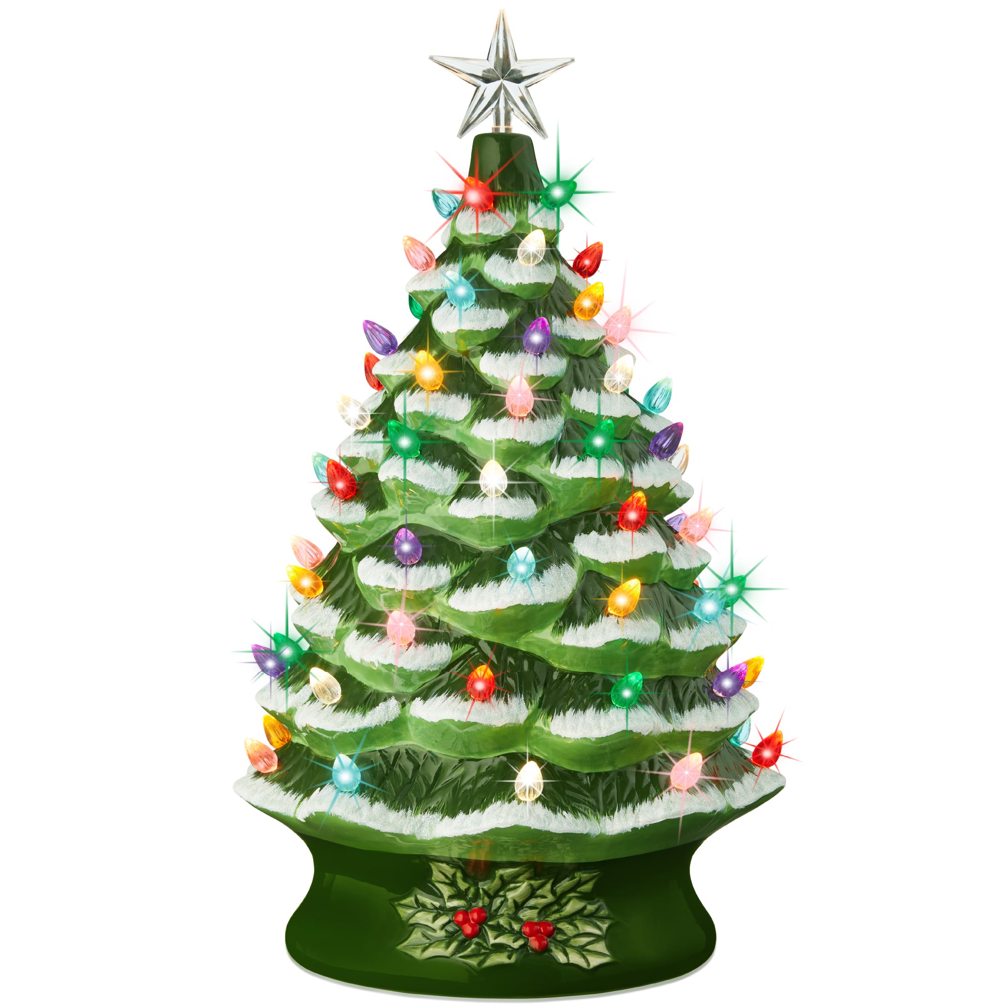ローマン社 ヴィンテージ クリスマスツリー LEDセラミッククリスマスツリー XL Pre-Lit Ceramic Christmas Tree Decoration w/ LED Light, Timer