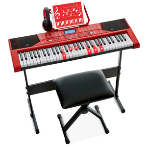 61-Key Beginners Electronic Keyboard Piano Set w/ Lighted Keys, Headphones