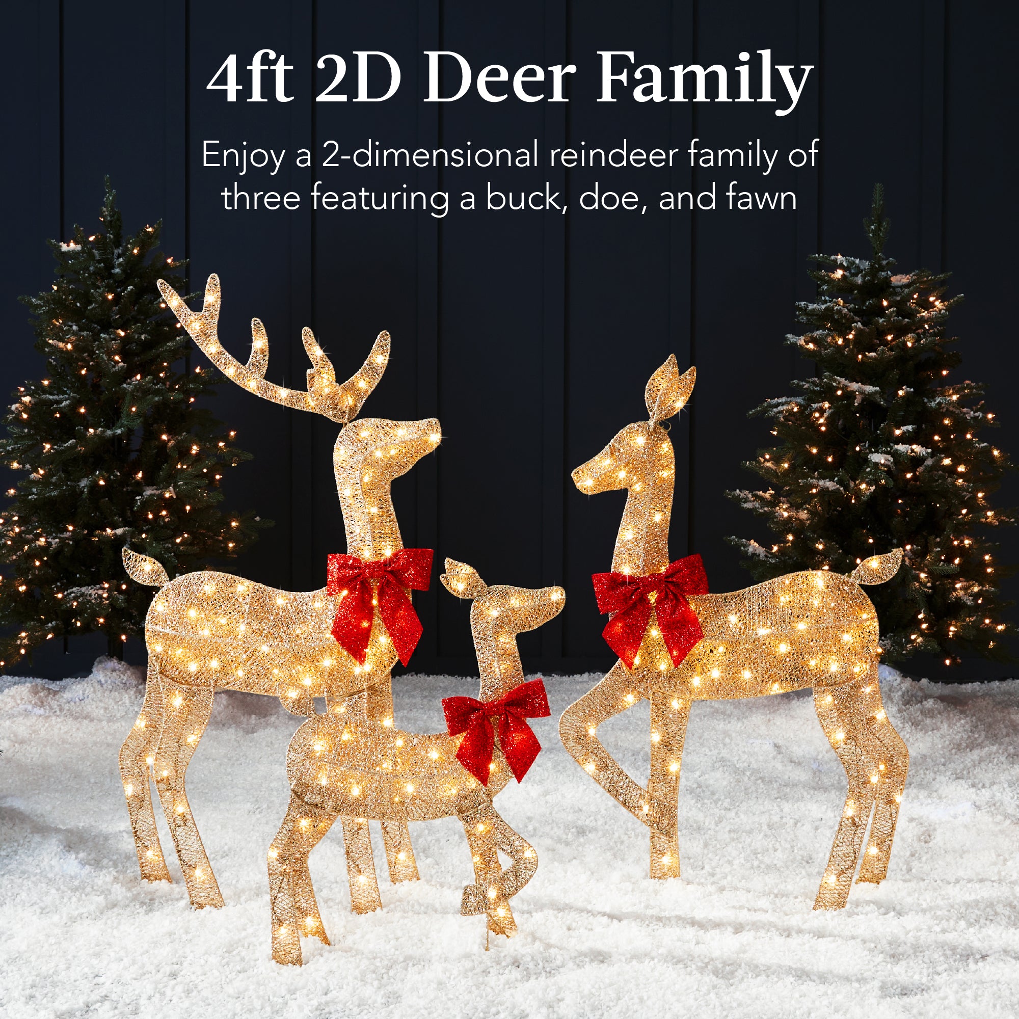 3-Piece Lighted Christmas Deer Set Outdoor Decor with 175 LED Lights