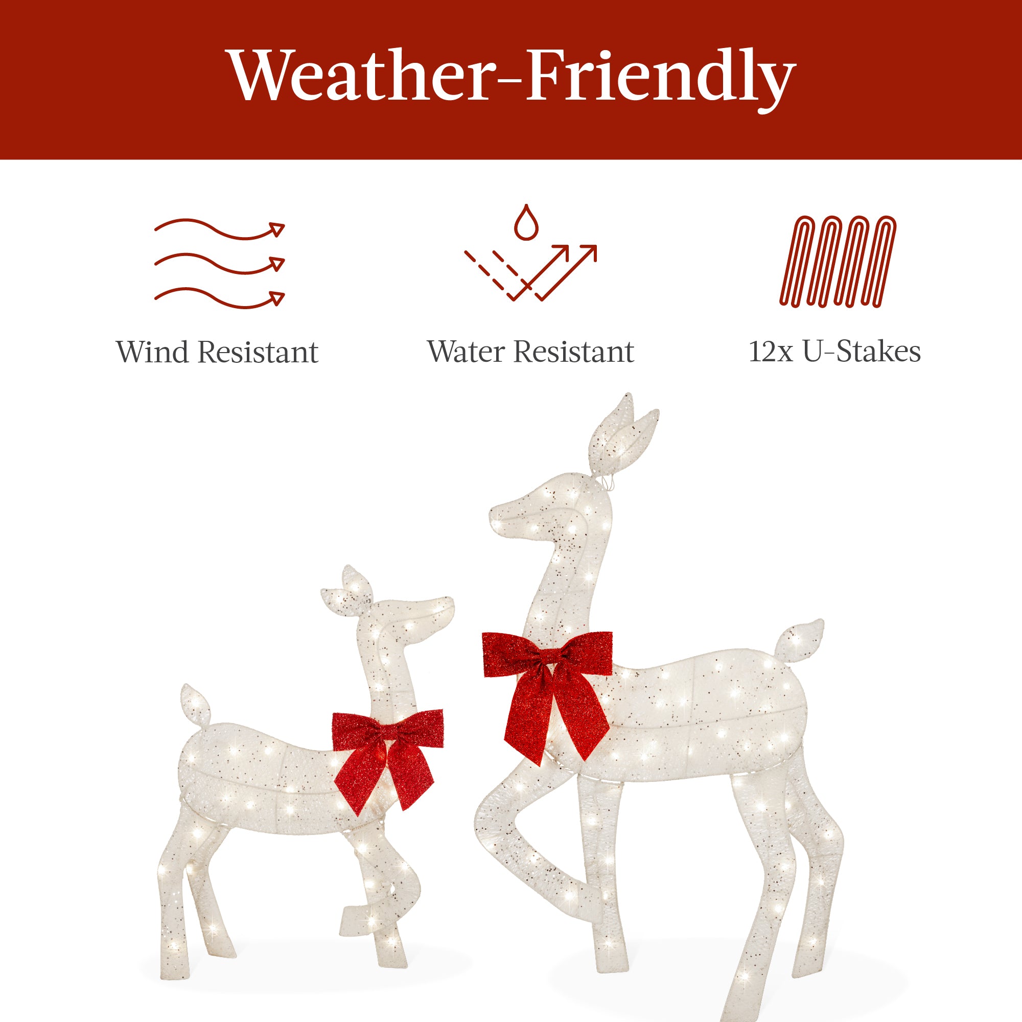 3-Piece Lighted Christmas Deer Set Outdoor Decor with 175 LED Lights