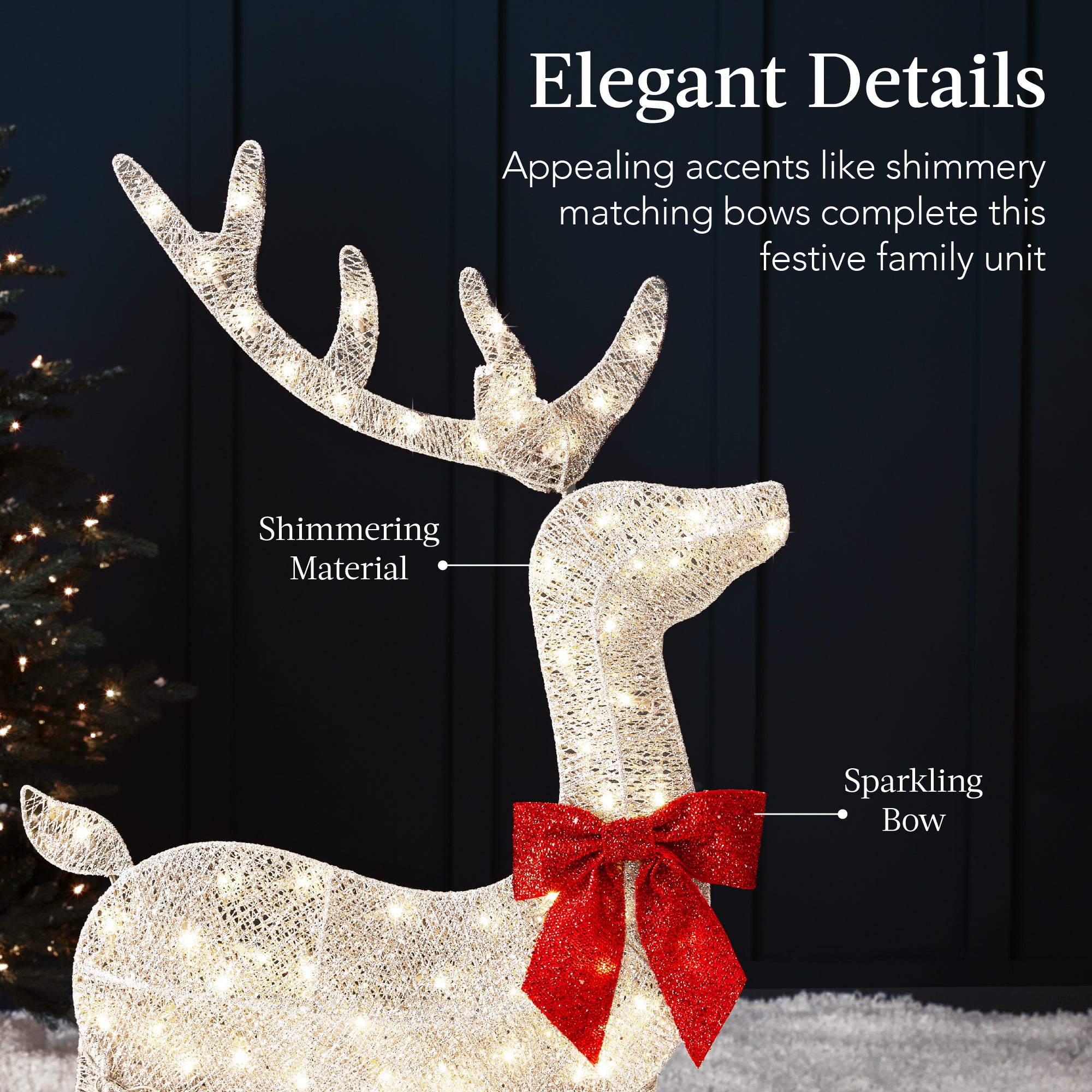 3-Piece Lighted Christmas Deer Set Outdoor Decor with 175 LED Lights