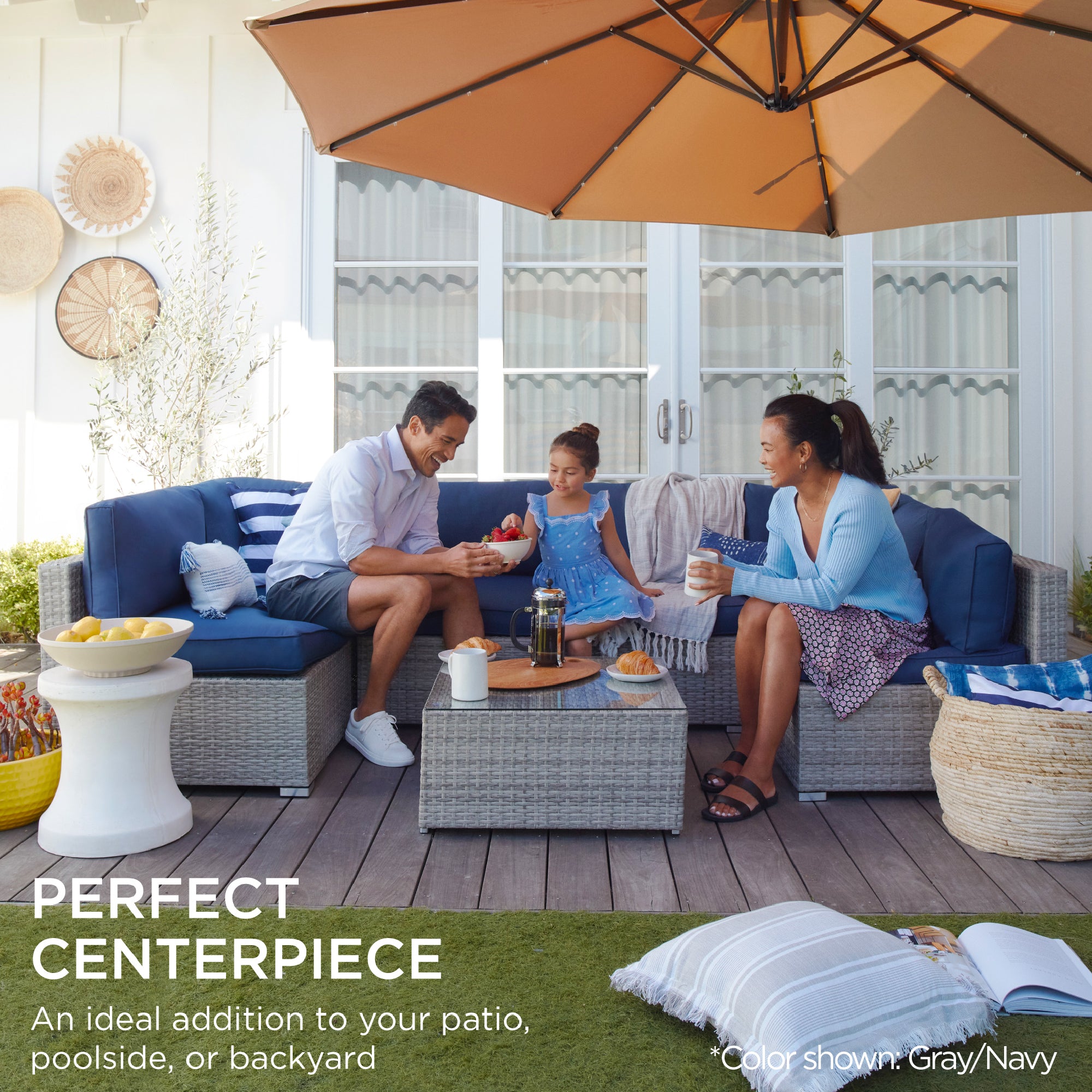 7-Piece Modular Wicker Sectional Conversation Set w/ 2 Pillows, Cover