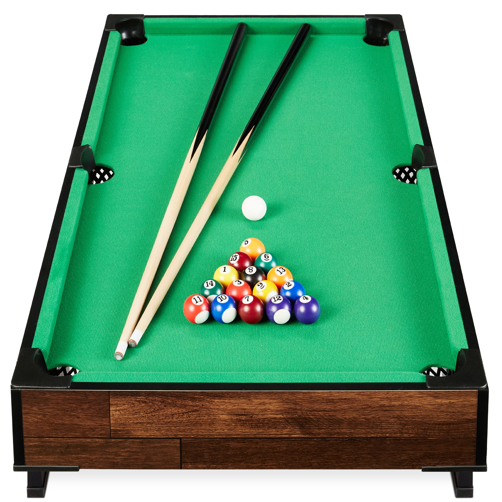 Tabletop Billiard Set, Pool Arcade Game Table w/ 2 Cues, Storage Bag ...