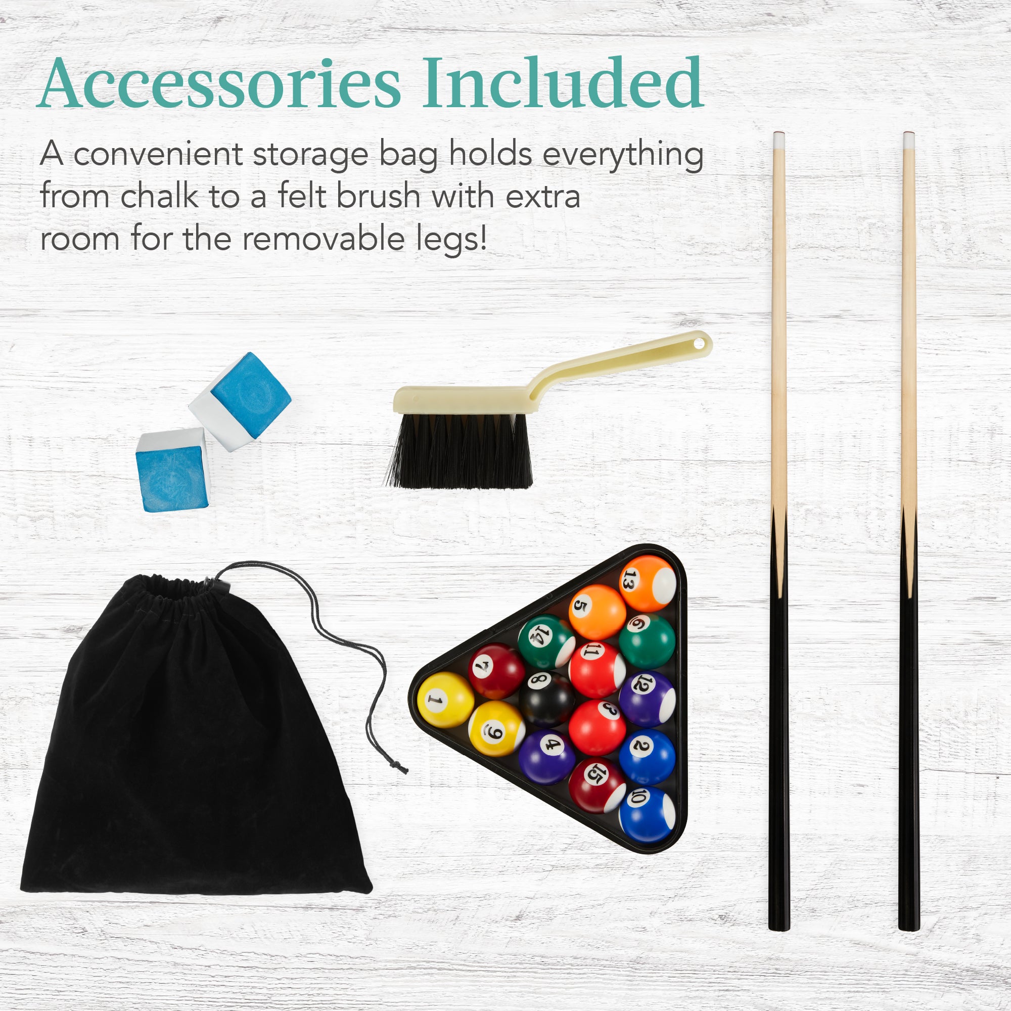 Tabletop Billiard Set, Pool Arcade Game Table w/ 2 Cues, Storage