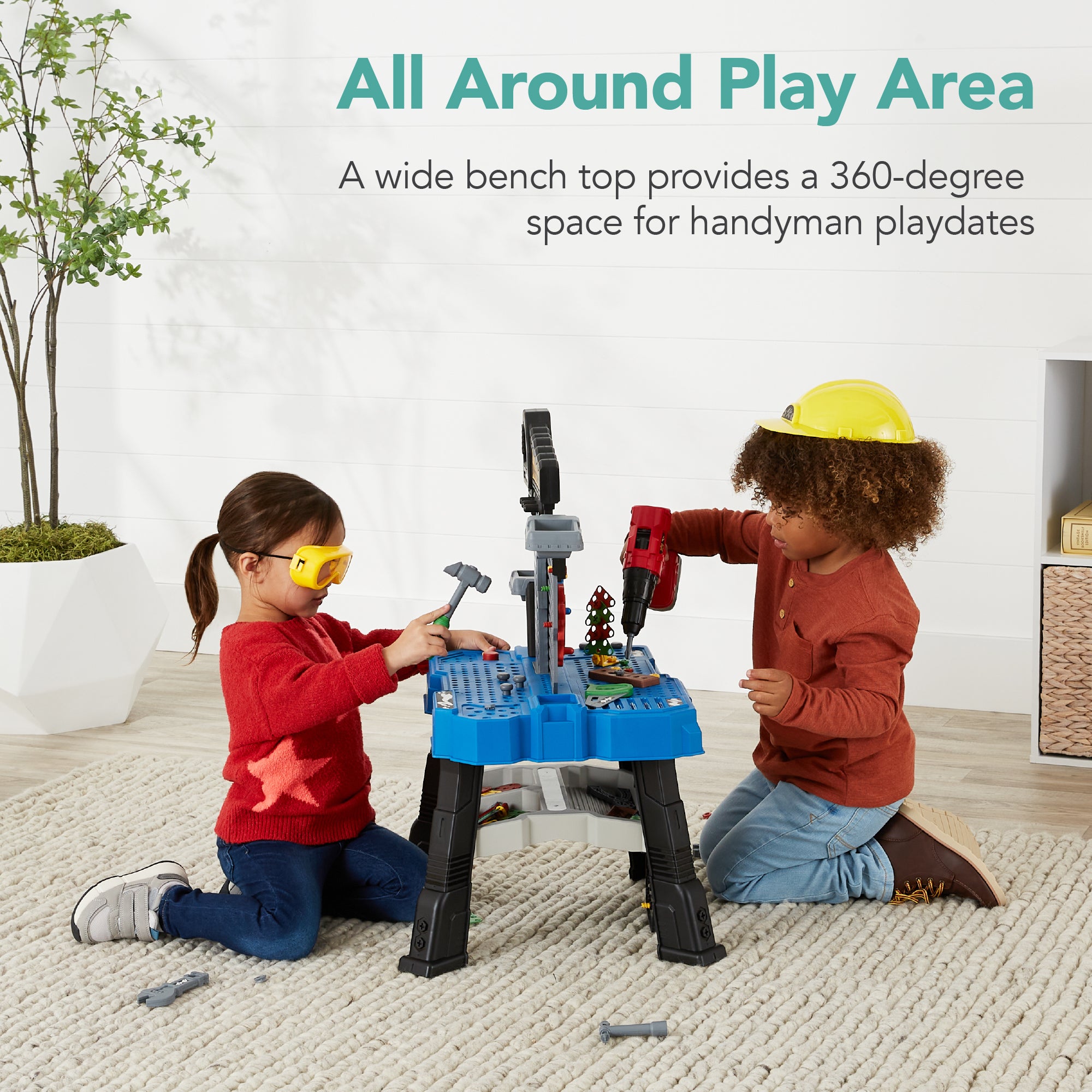 Pretend Play Workbench for Kids Child s Toy Set w 150 Accessories Best Choice Products