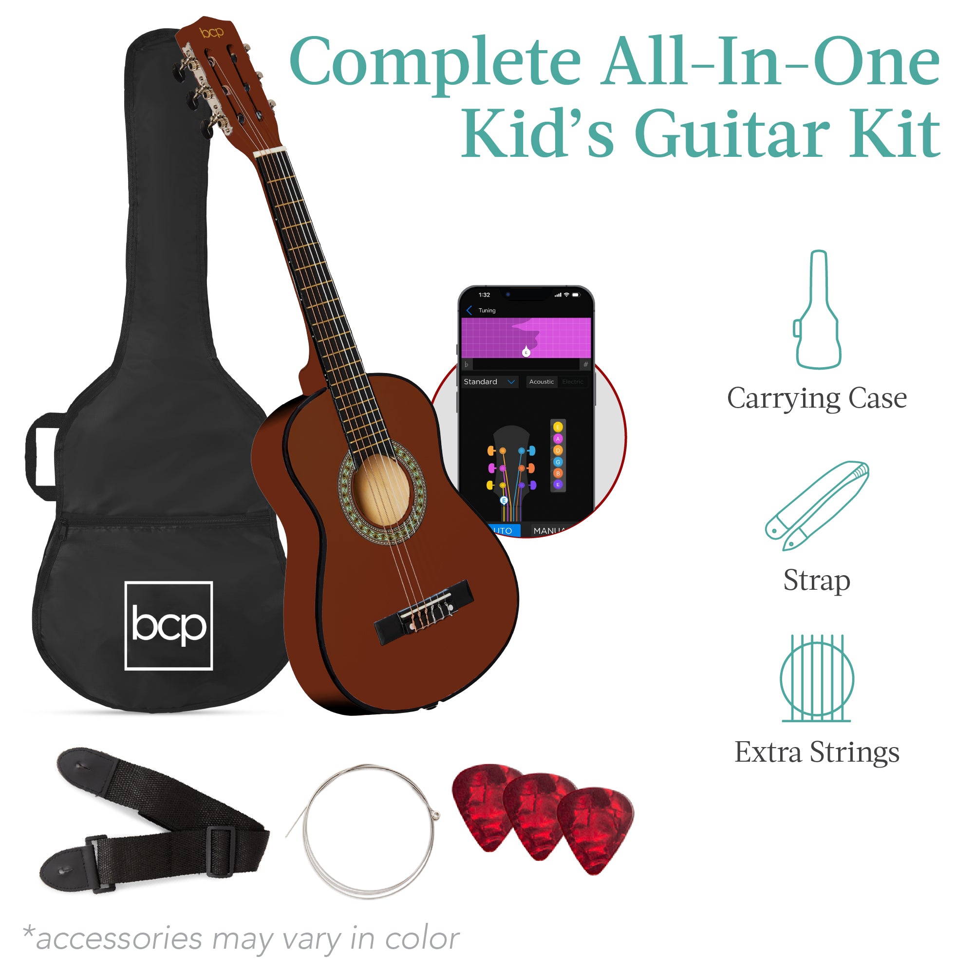 Kids Acoustic Guitar Beginner Starter Kit w/ Carrying Case - 30in