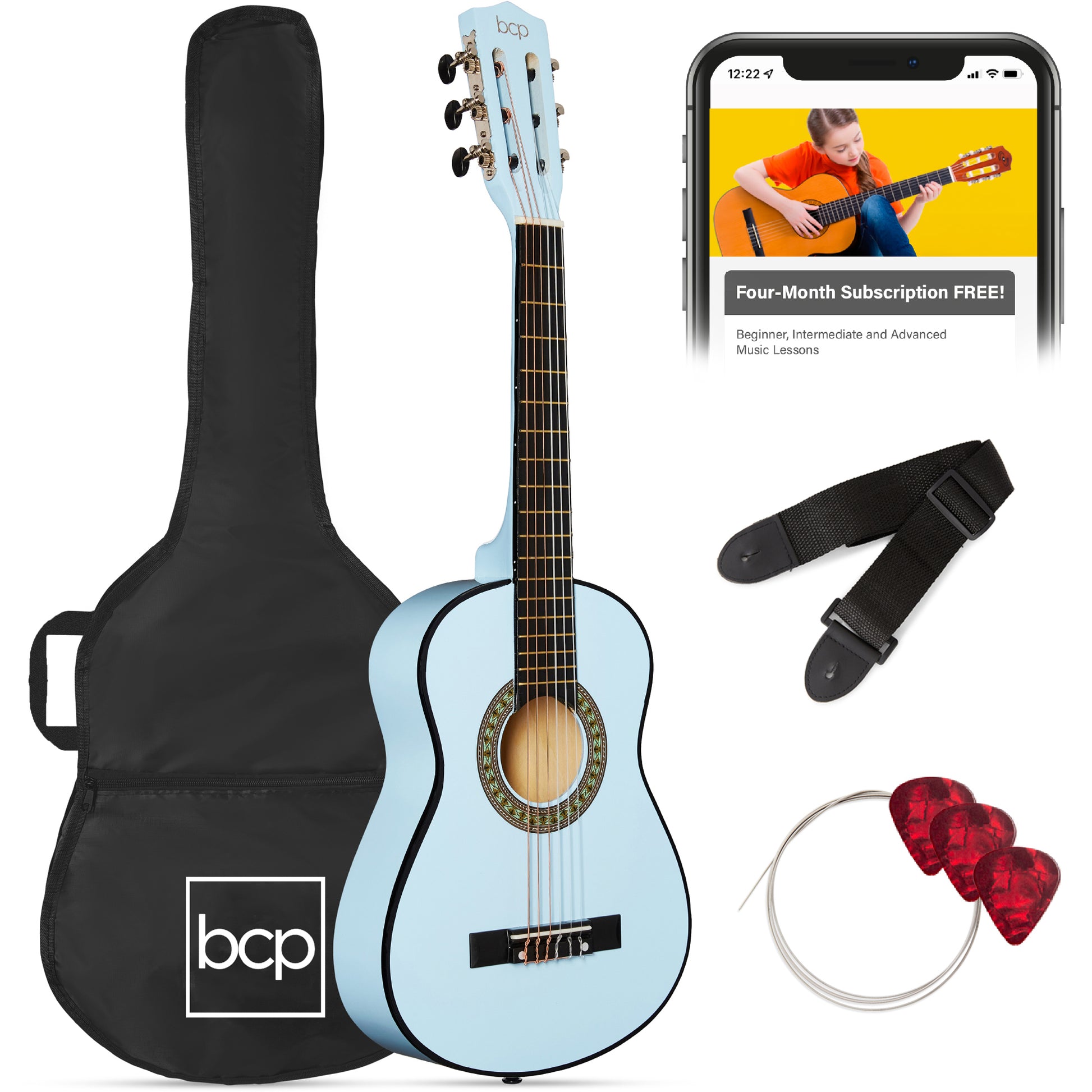 Kids Acoustic Guitar Beginner Starter Kit w/ Carrying Case - 30in