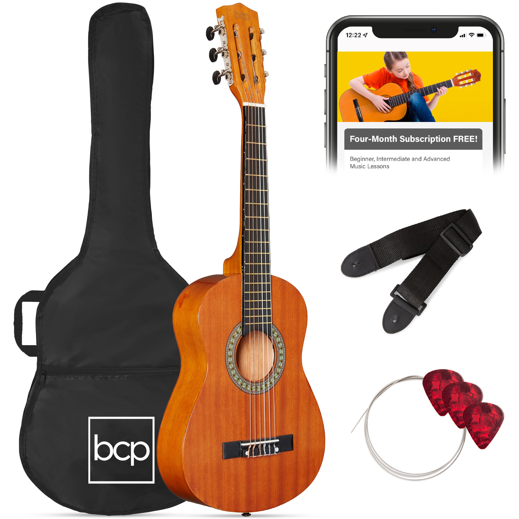 Kids Acoustic Guitar Beginner Starter Kit w/ Carrying Case - 30in