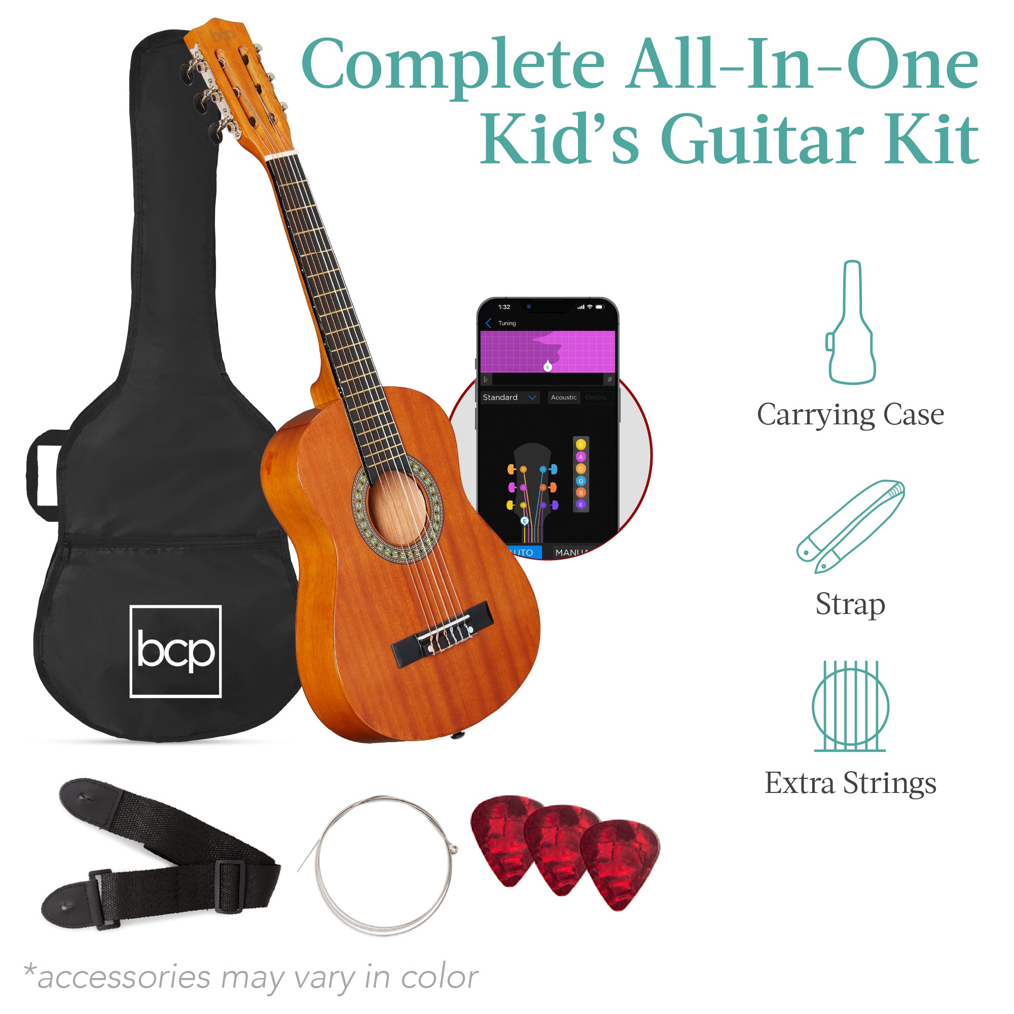 Kids Acoustic Guitar Beginner Starter Kit w/ Carrying Case - 30in