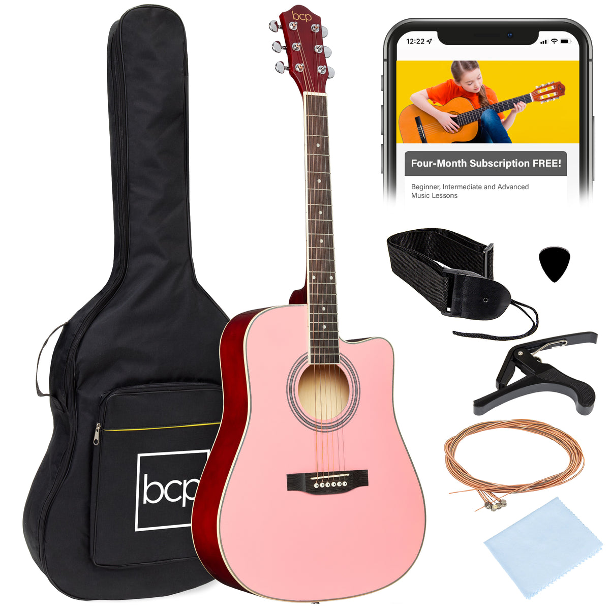 41in Full Size Beginner 🎸 Acoustic Cutaway Guitar Set w/ Case  display picture 1
