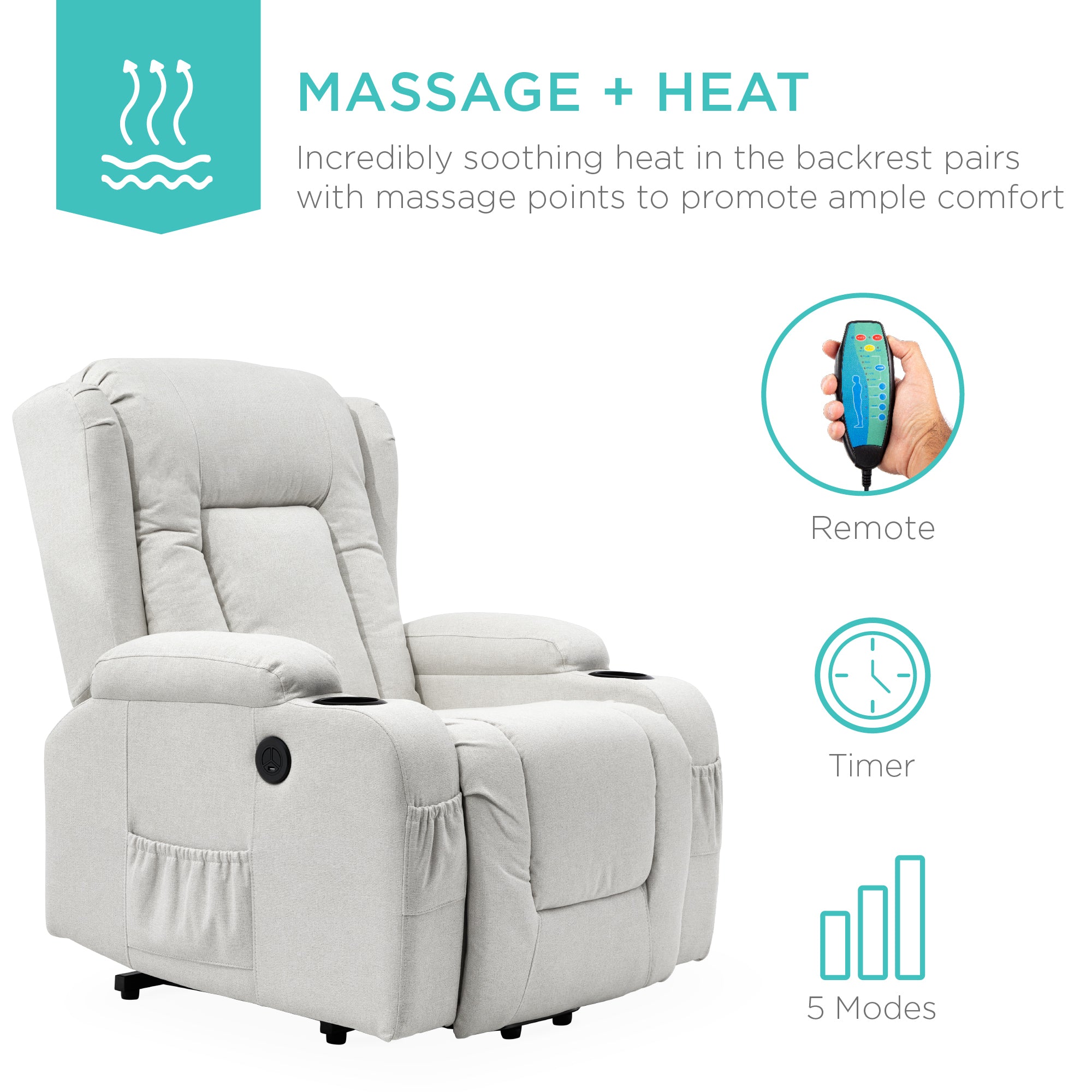 Electric Power Lift Recliner Massage Chair w/ Heat, USB Port