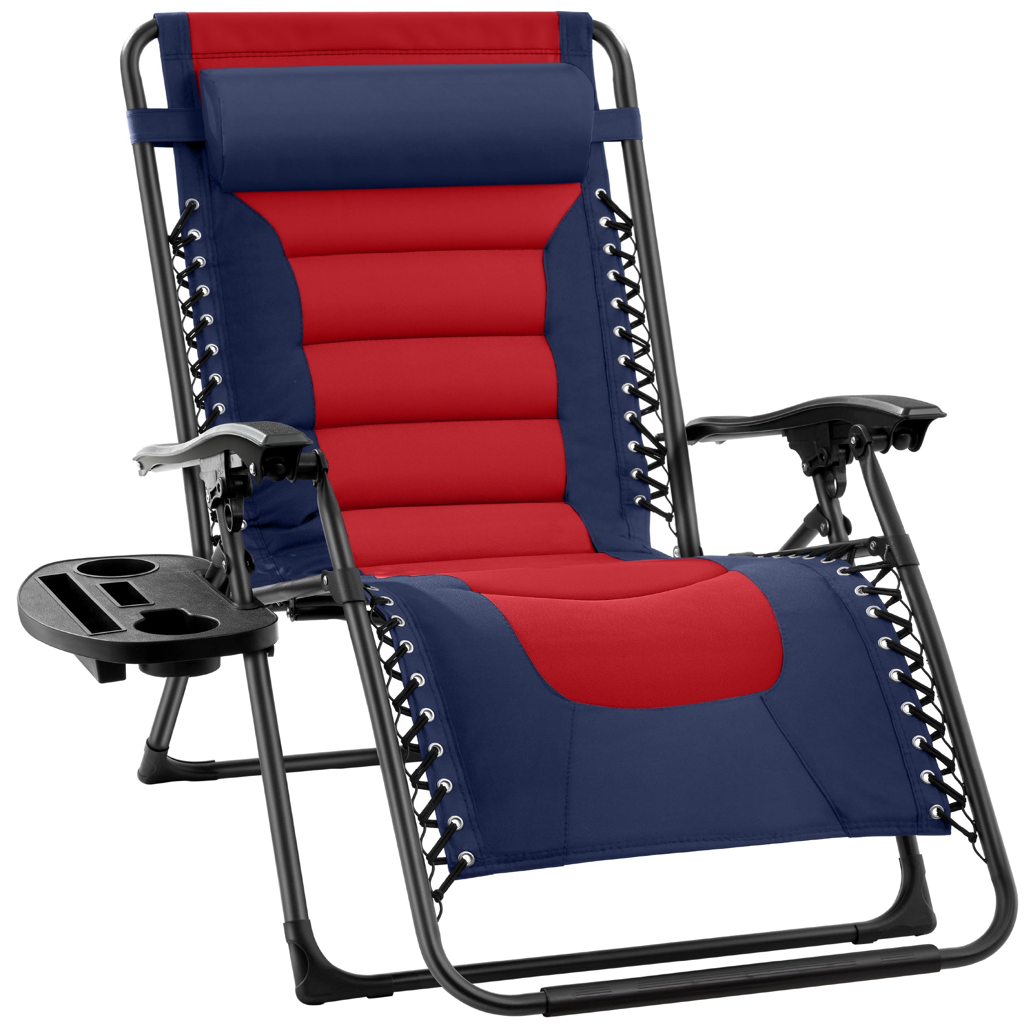 Oversized Padded Zero Gravity Chair, Folding Recliner w/ Headrest, Side Tray