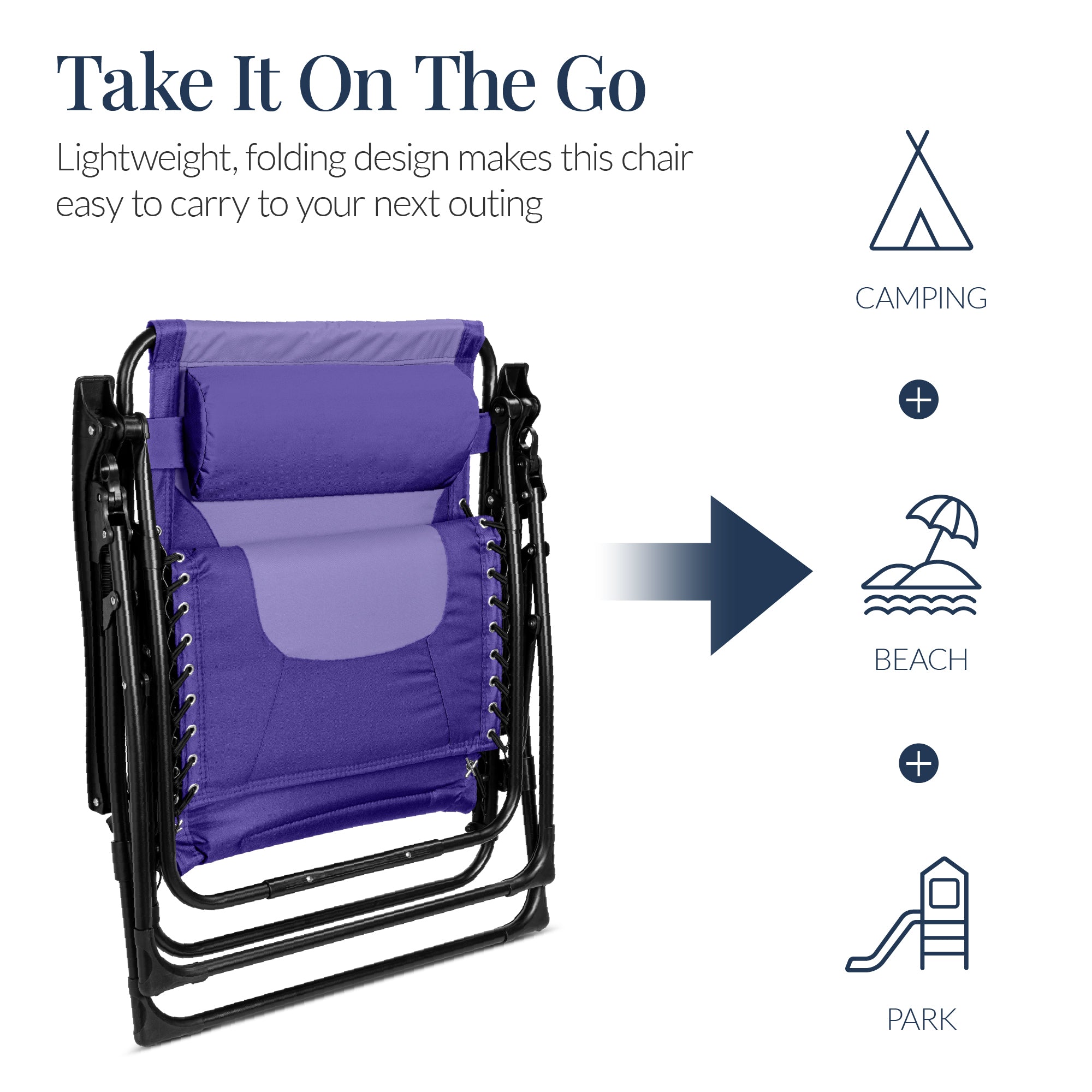 Oversized Padded Zero Gravity Chair, Folding Recliner w/ Headrest, Side Tray