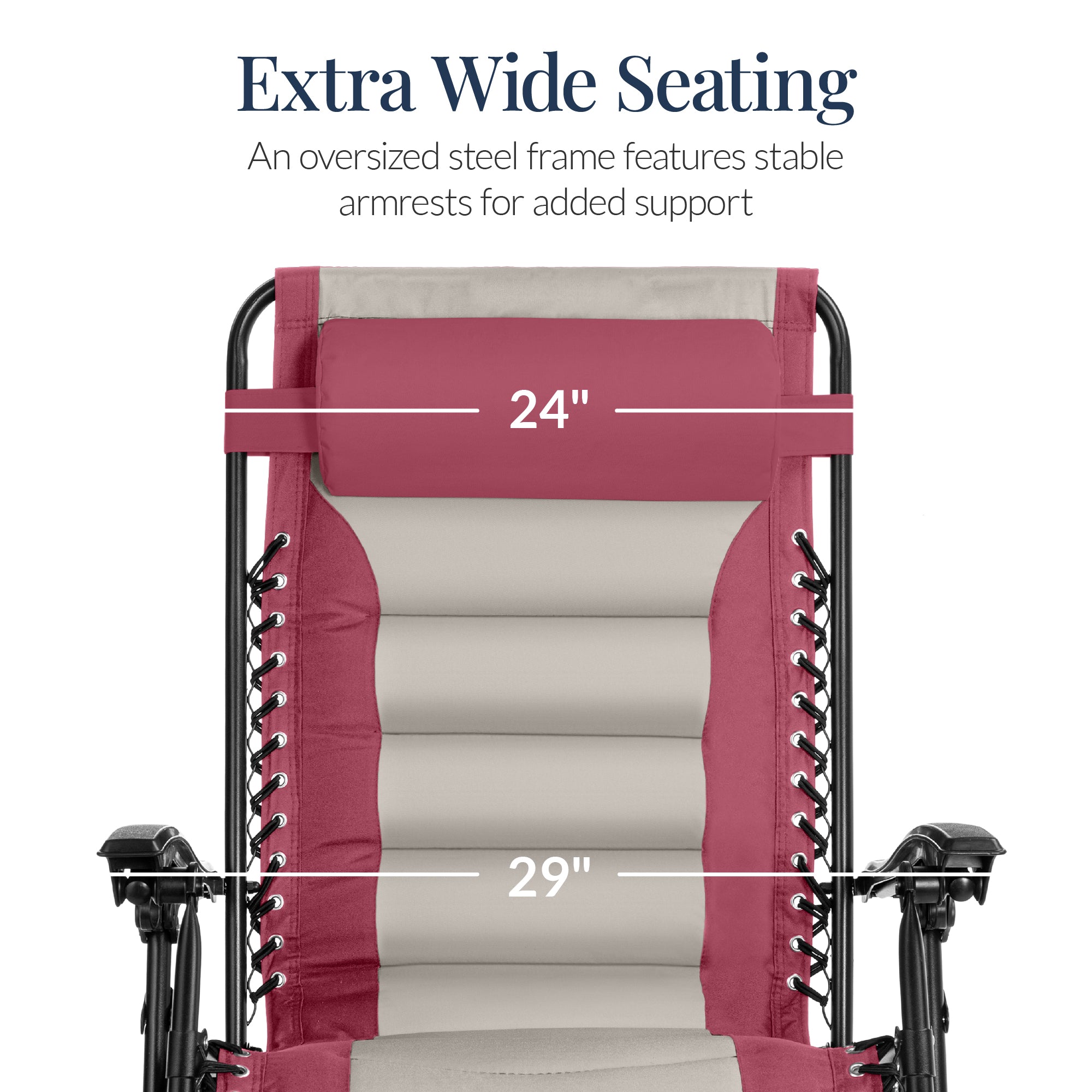 Oversized Padded Zero Gravity Chair, Folding Recliner w/ Headrest, Side Tray