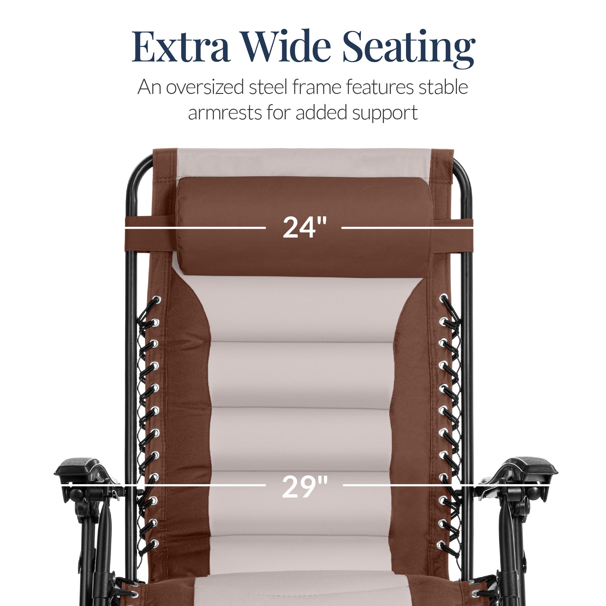 Oversized Padded Zero Gravity Chair, Folding Recliner w/ Headrest, Side Tray