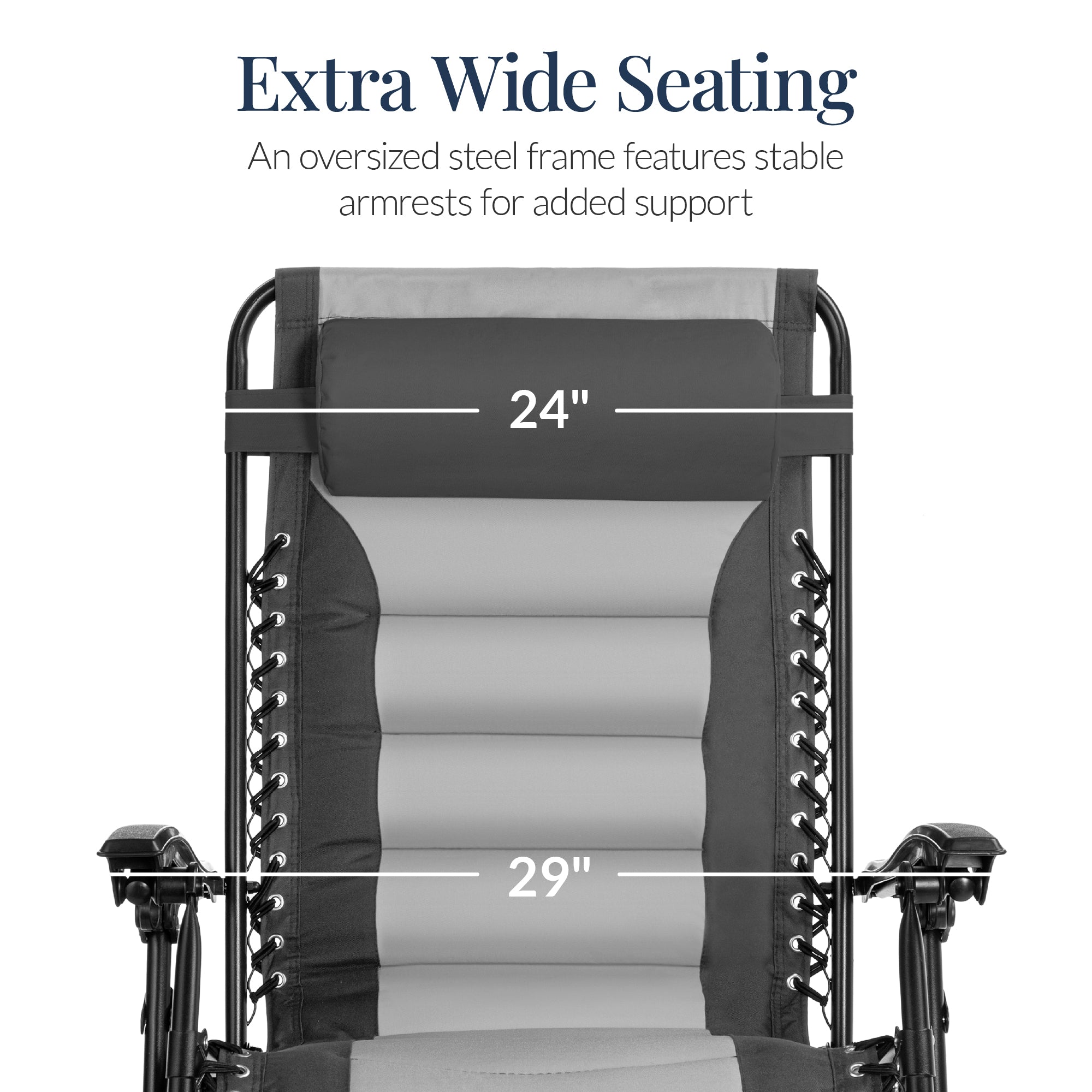 Oversized Padded Zero Gravity Chair, Folding Recliner w/ Headrest, Side Tray