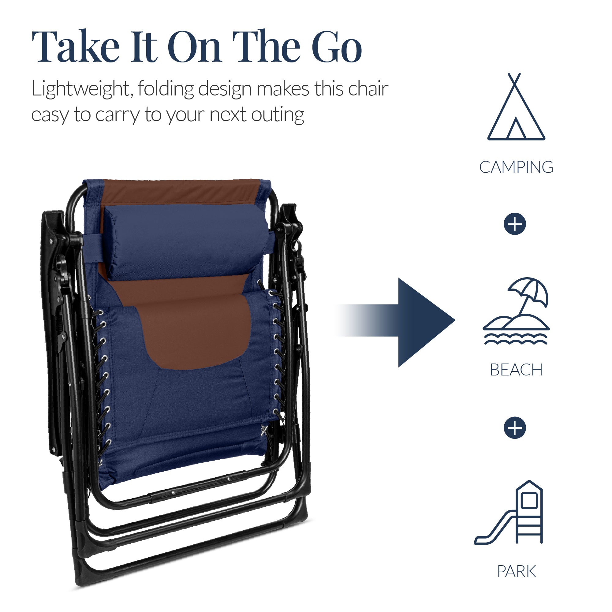 Oversized Padded Zero Gravity Chair, Folding Recliner w/ Headrest, Side Tray