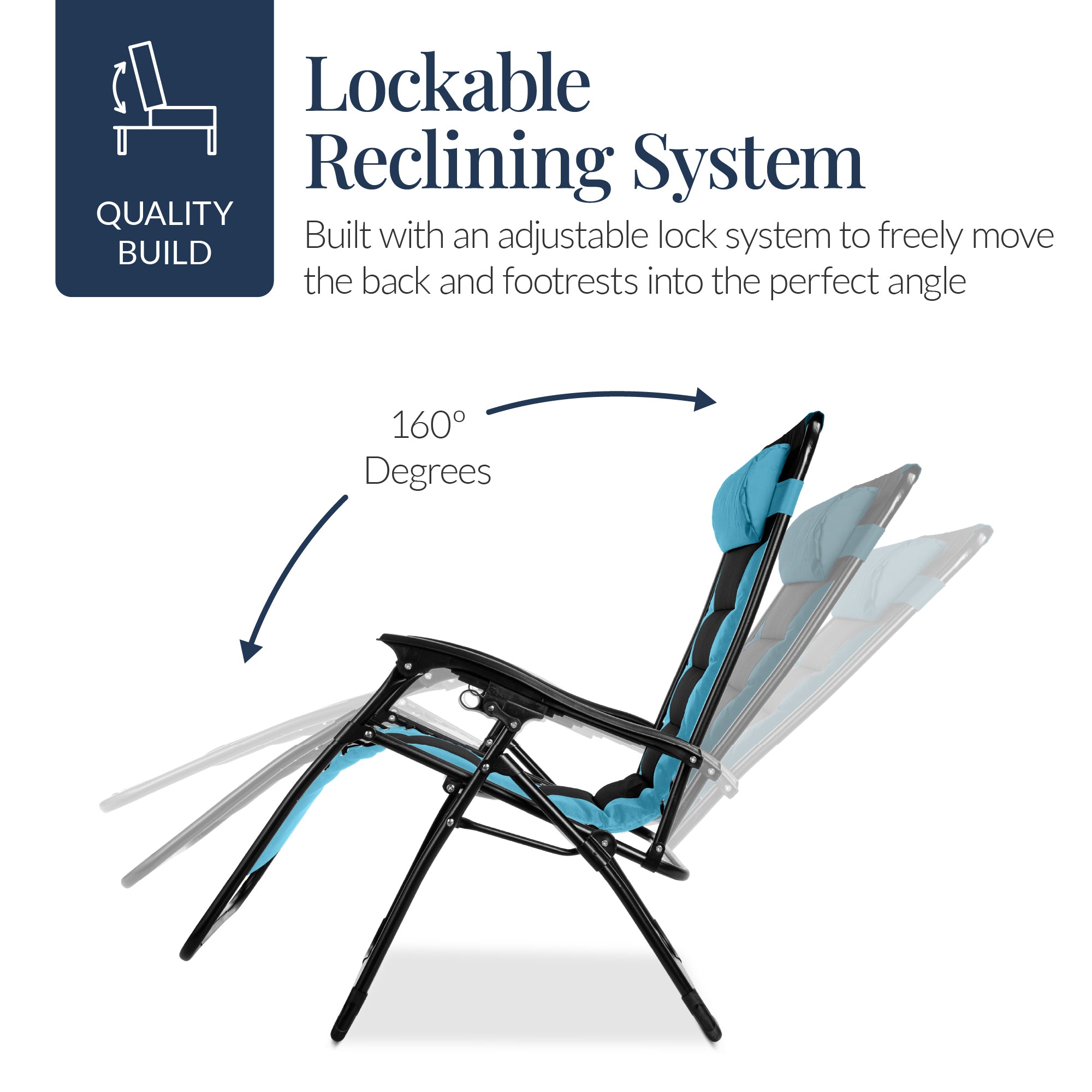 Oversized Padded Zero Gravity Chair, Folding Recliner w/ Headrest, Side Tray