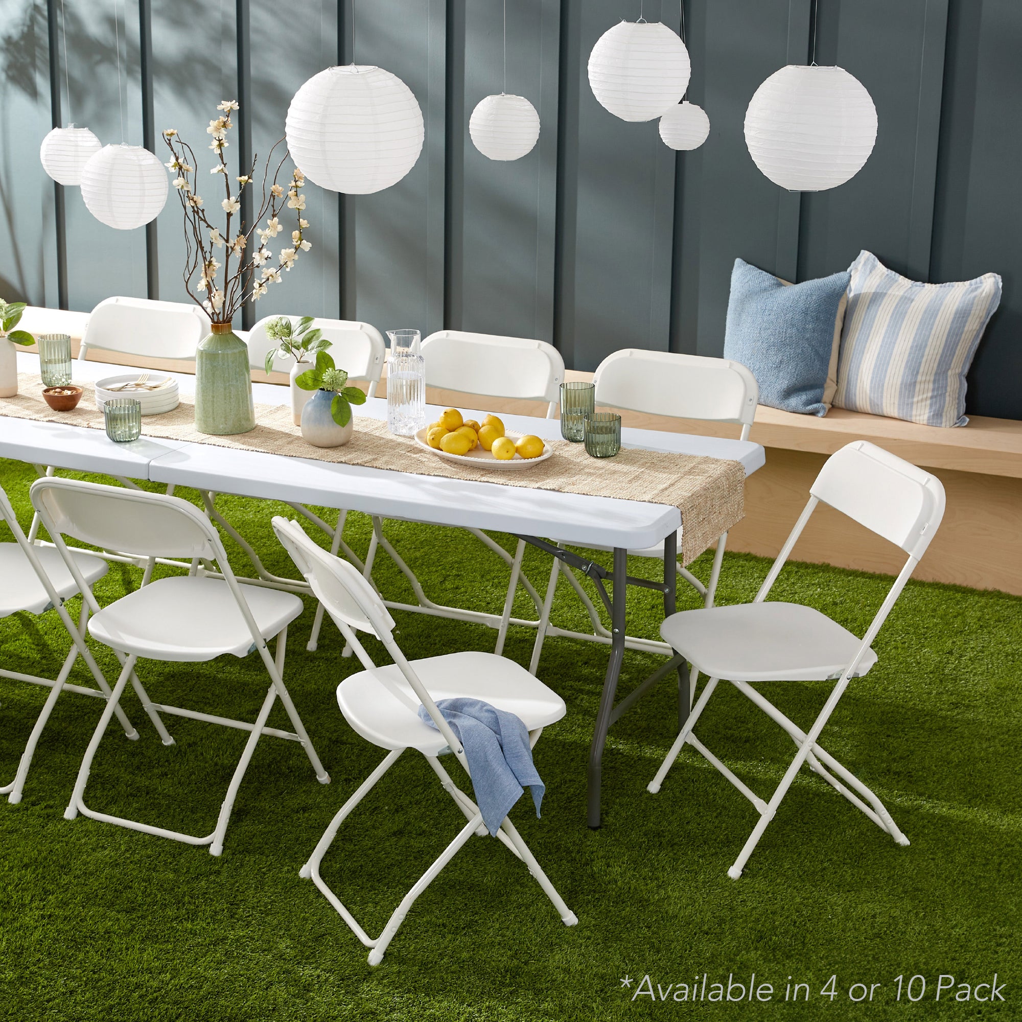 Set of 10 Folding Stacking Plastic Chairs w/ Non-Slip Feet – Best