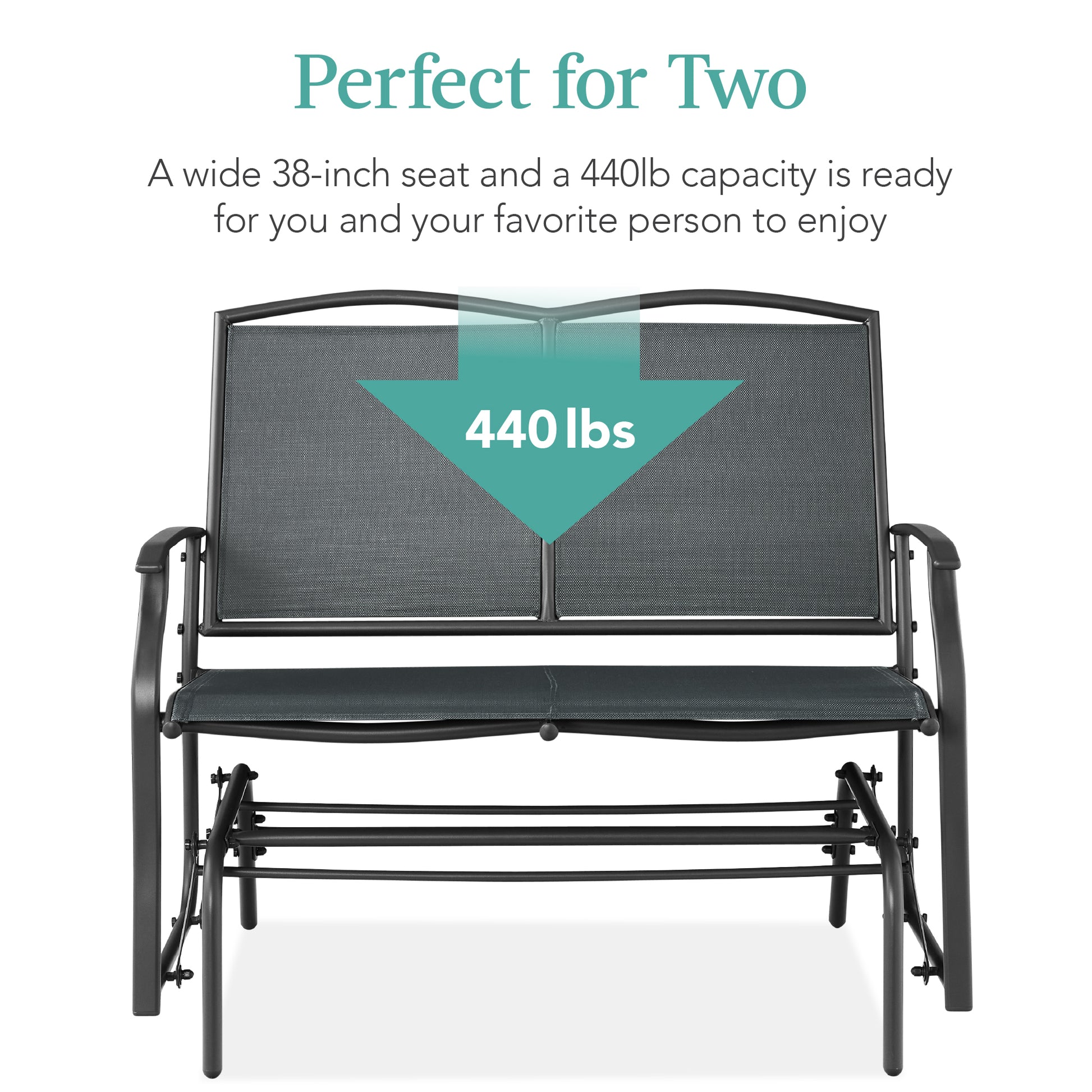 2-Person Patio Loveseat Swing Glider, Bench Rocker w/ Armrests