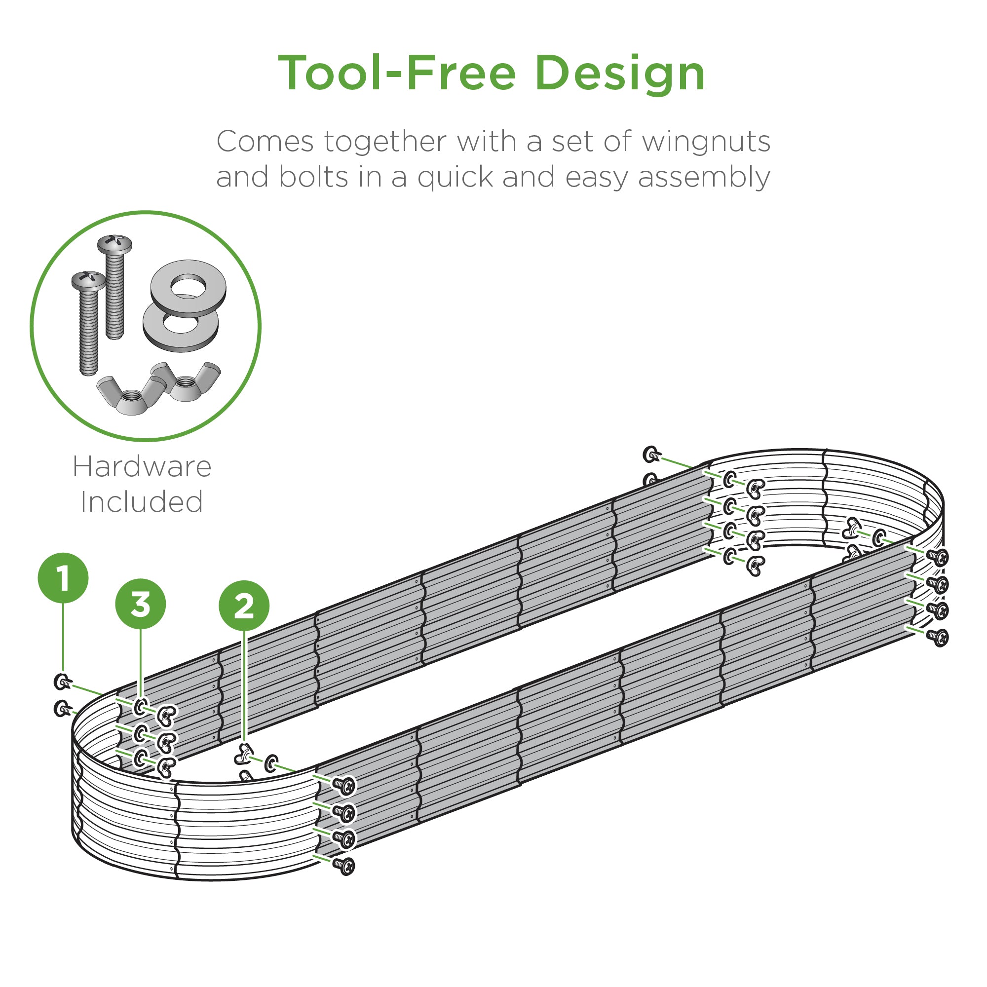 Outdoor Metal Raised Oval Garden Bed for Vegetables, Flowers - 8x2x1ft