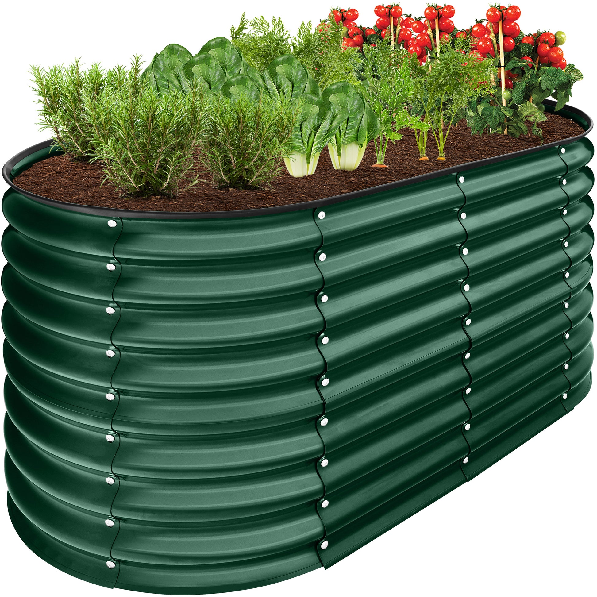 plastic cover for planter Best Choice Products 4x2x2ft Outdoor Raised Metal Oval Garden Bed, Planter Box for Vegetables, Flowers