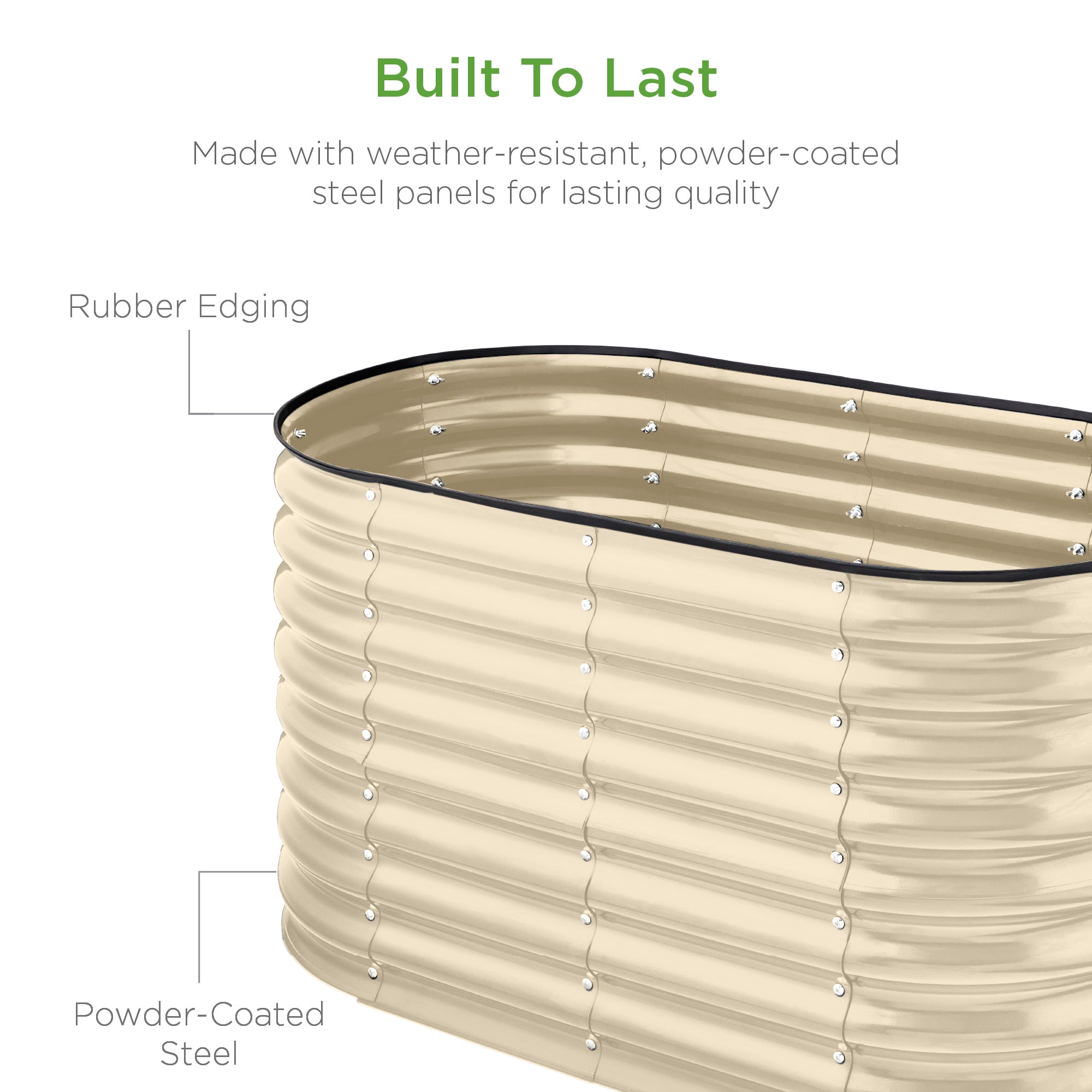 Outdoor Raised Metal Oval Garden Bed, Planter Box - 4x2x2ft