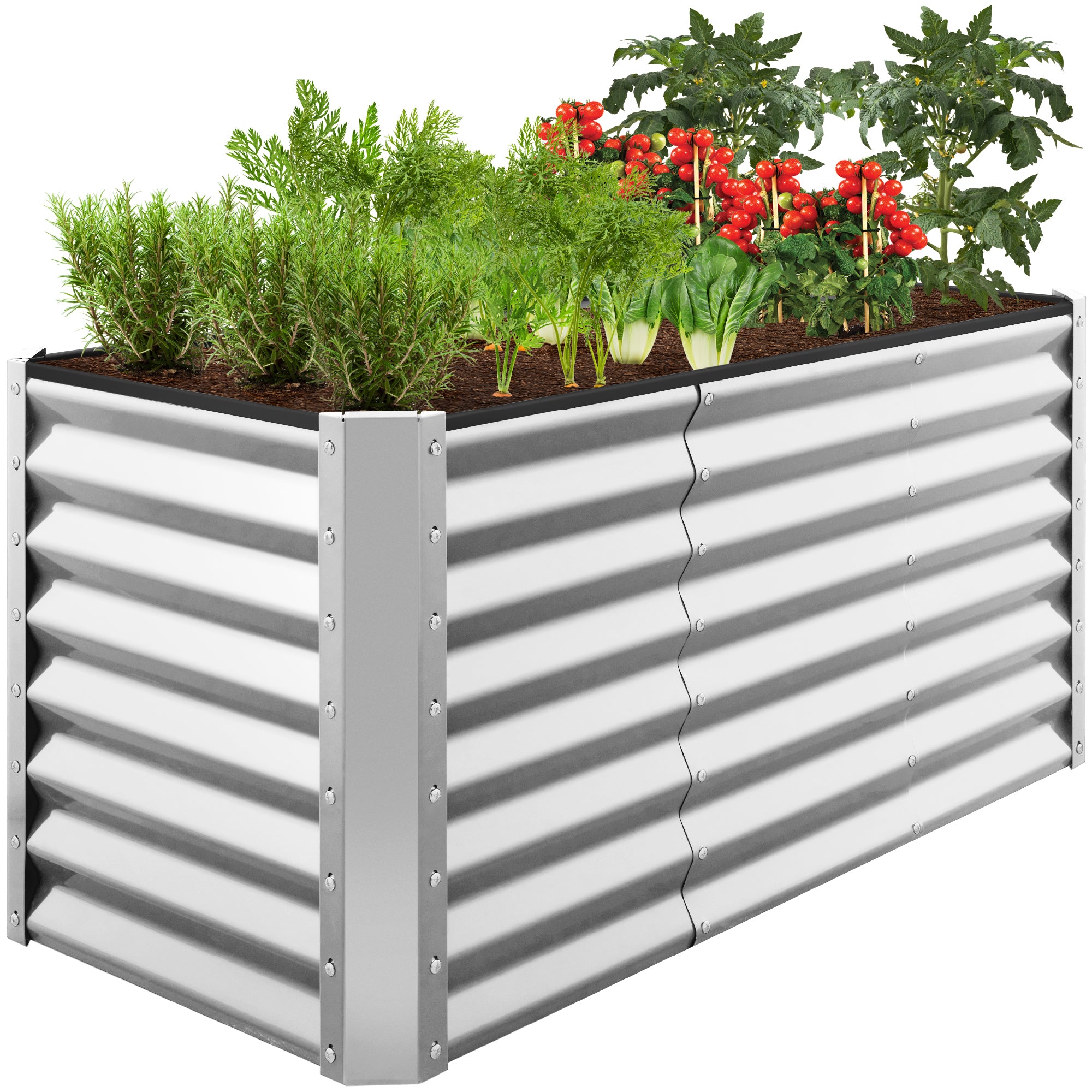 Outdoor Raised Metal Garden Bed for Vegetables, Flowers, Herbs - 4x2x2ft