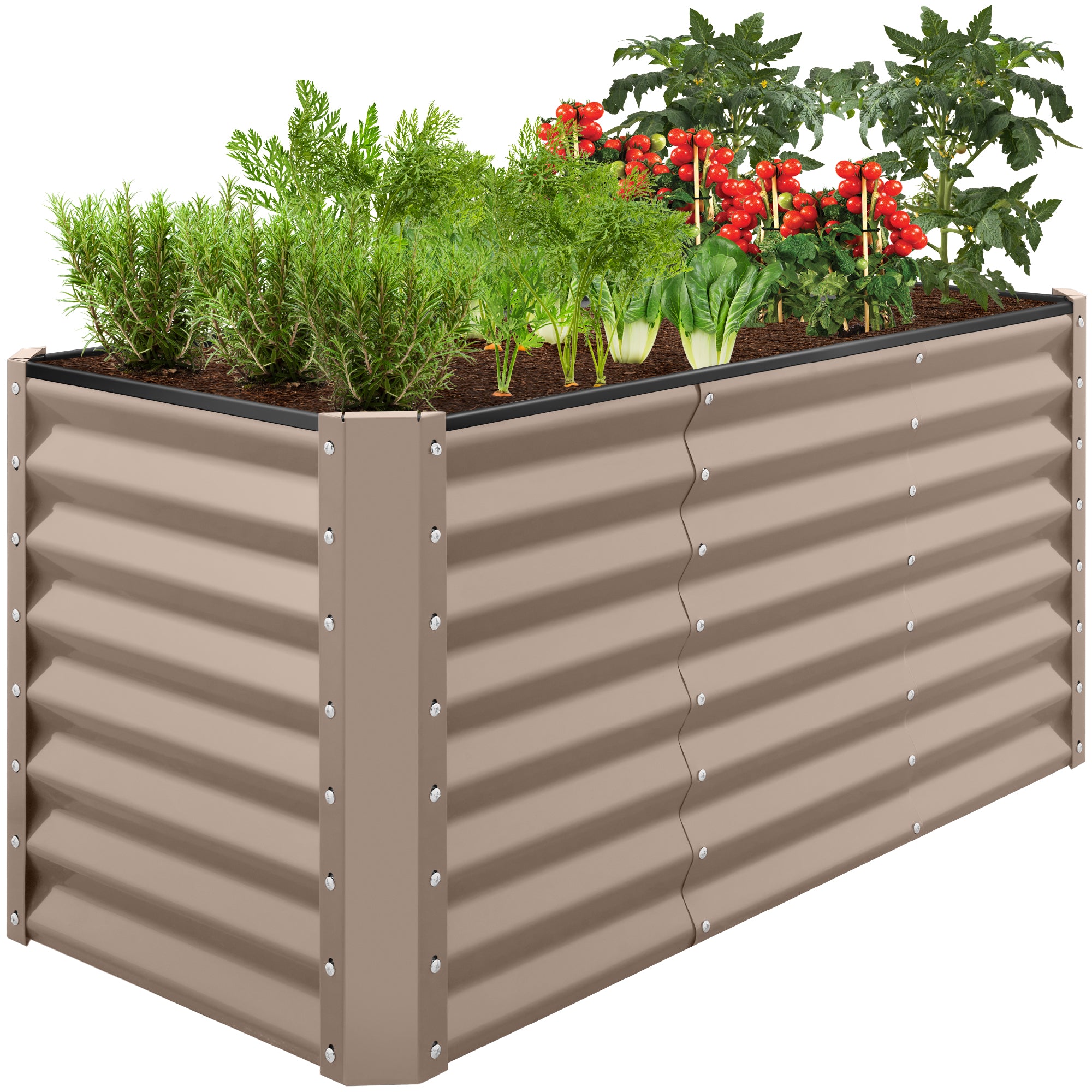 Outdoor Metal Raised Garden Bed for Vegetables, Flowers, Herbs