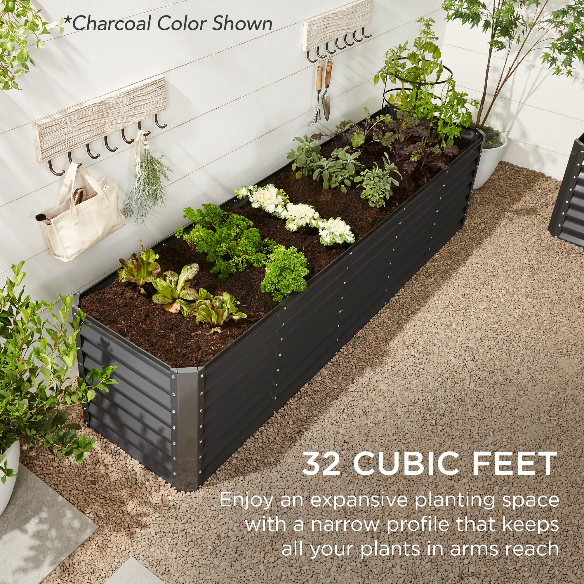 8x2x2FT Steel Planting Box for Backyard Flowers, Herbs