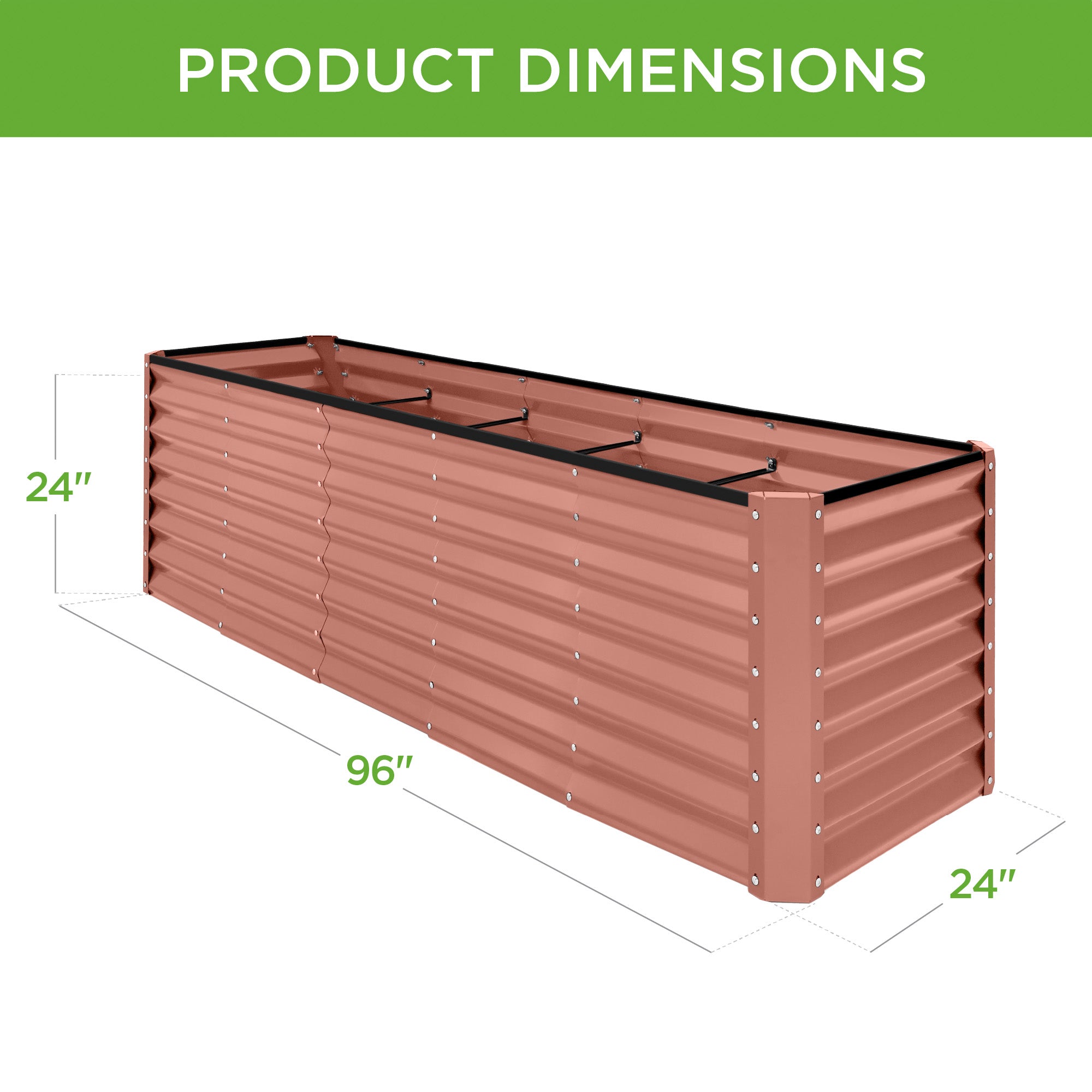 8x2x2FT Steel Planting Box for Backyard Flowers, Herbs