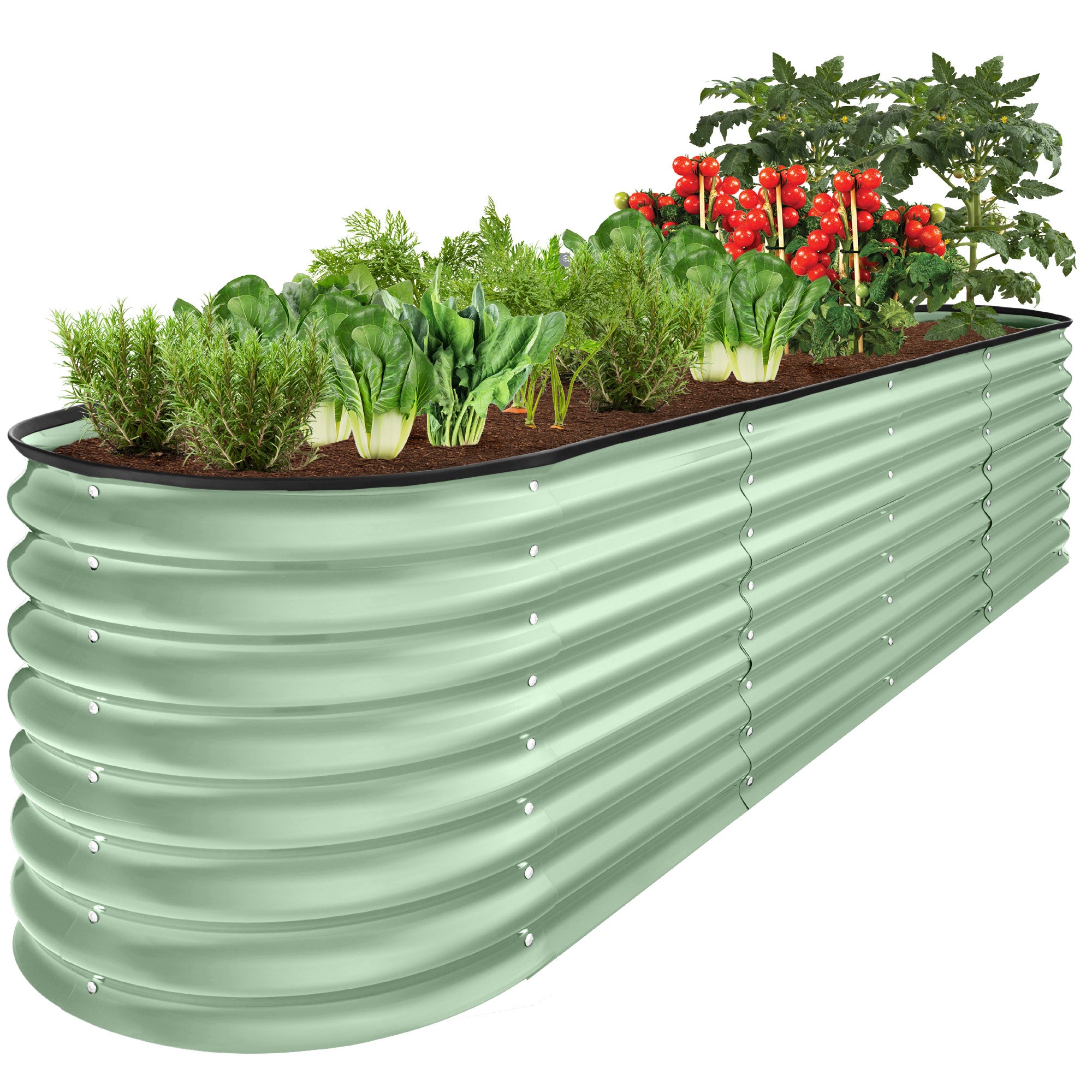 Metal Raised Garden Bed, Oval Outdoor Planter Box for Vegetables - 8x2x2ft