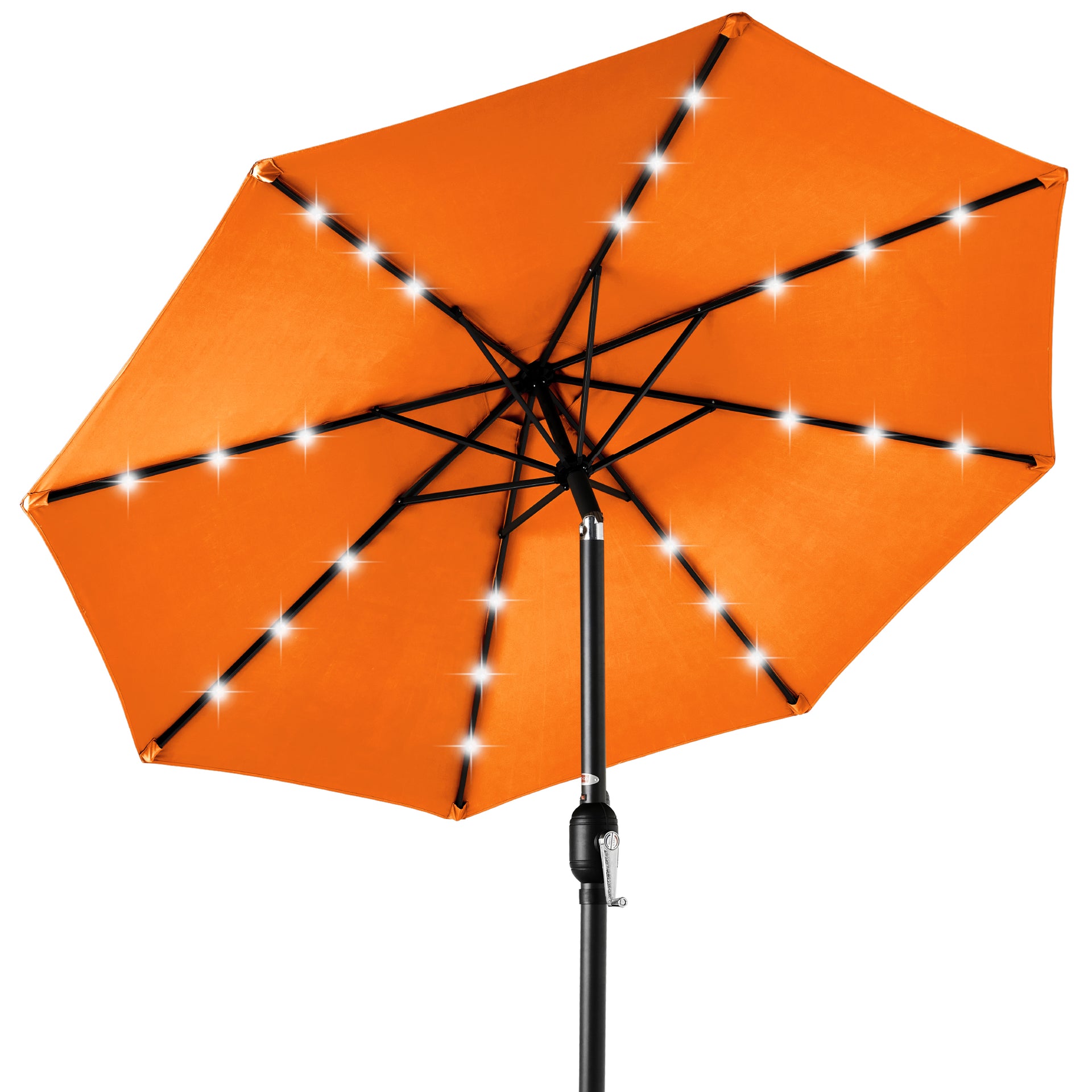 Solar LED Lighted Patio Umbrella w/ Tilt Adjustment, UV-Resistant
