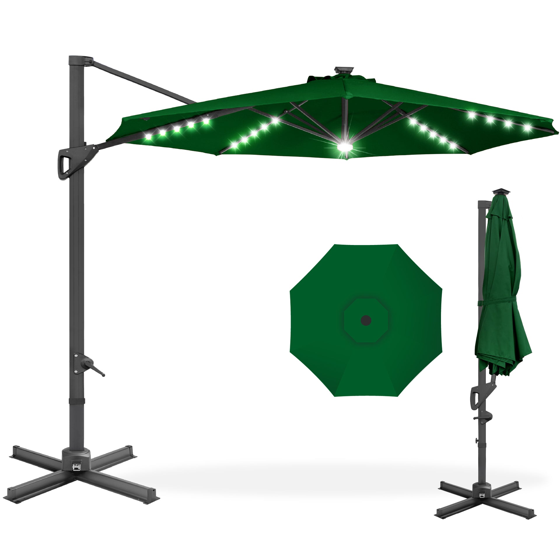 Best Choice Products 10ft 360-Degree Solar LED Lit Cantilever Patio Umbrella, Outdoor Hanging Shade Best Choice Products 10ft 360-Degree Solar LED Lit Cantilever Patio Umbrella, Outdoor Hanging Shade