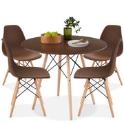 5-Piece Mid-Century Modern Dining Set w/ 4 Chairs, Wooden Legs, Metal Frame