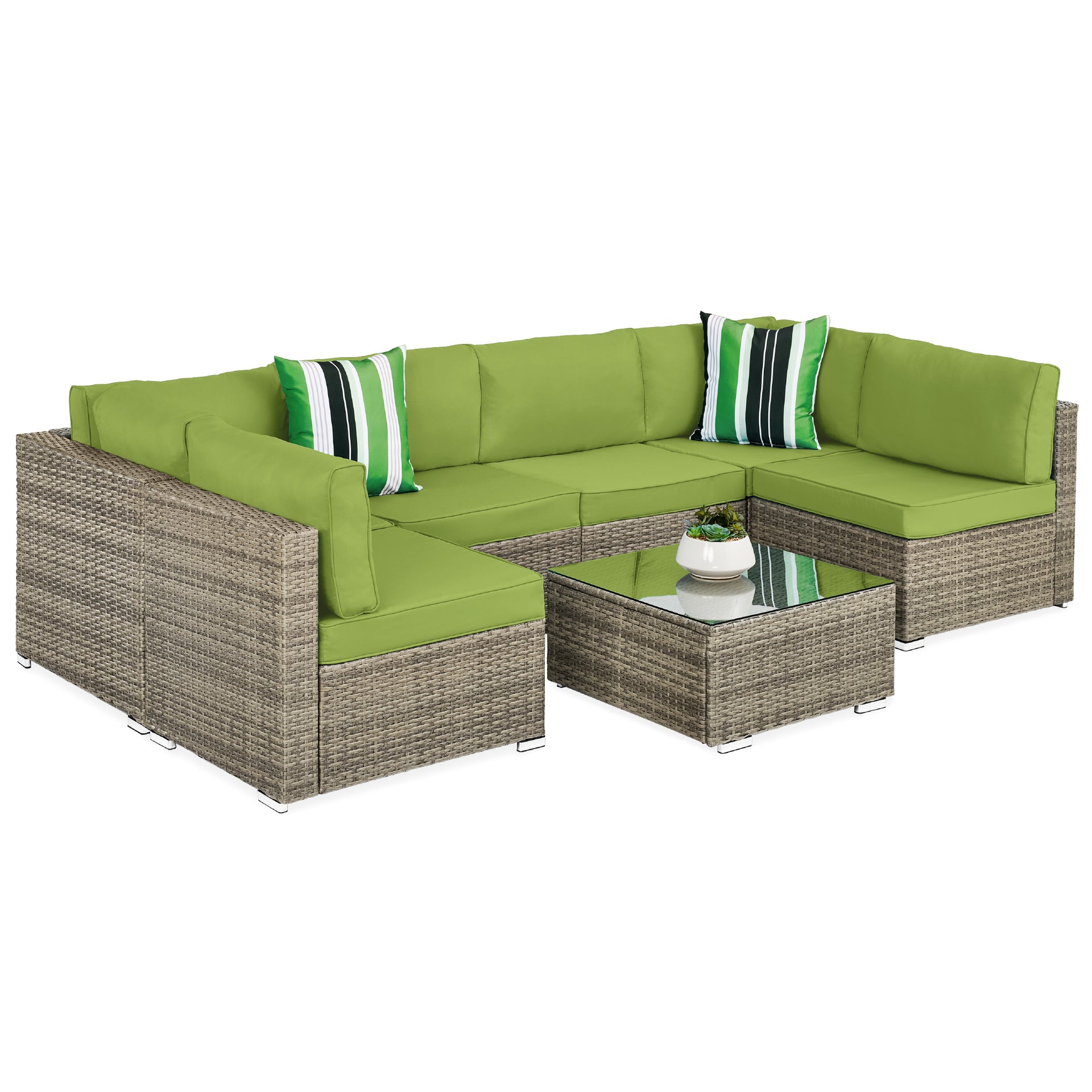 Modular Wicker Conversation Set, 7-Piece Best Choice Products