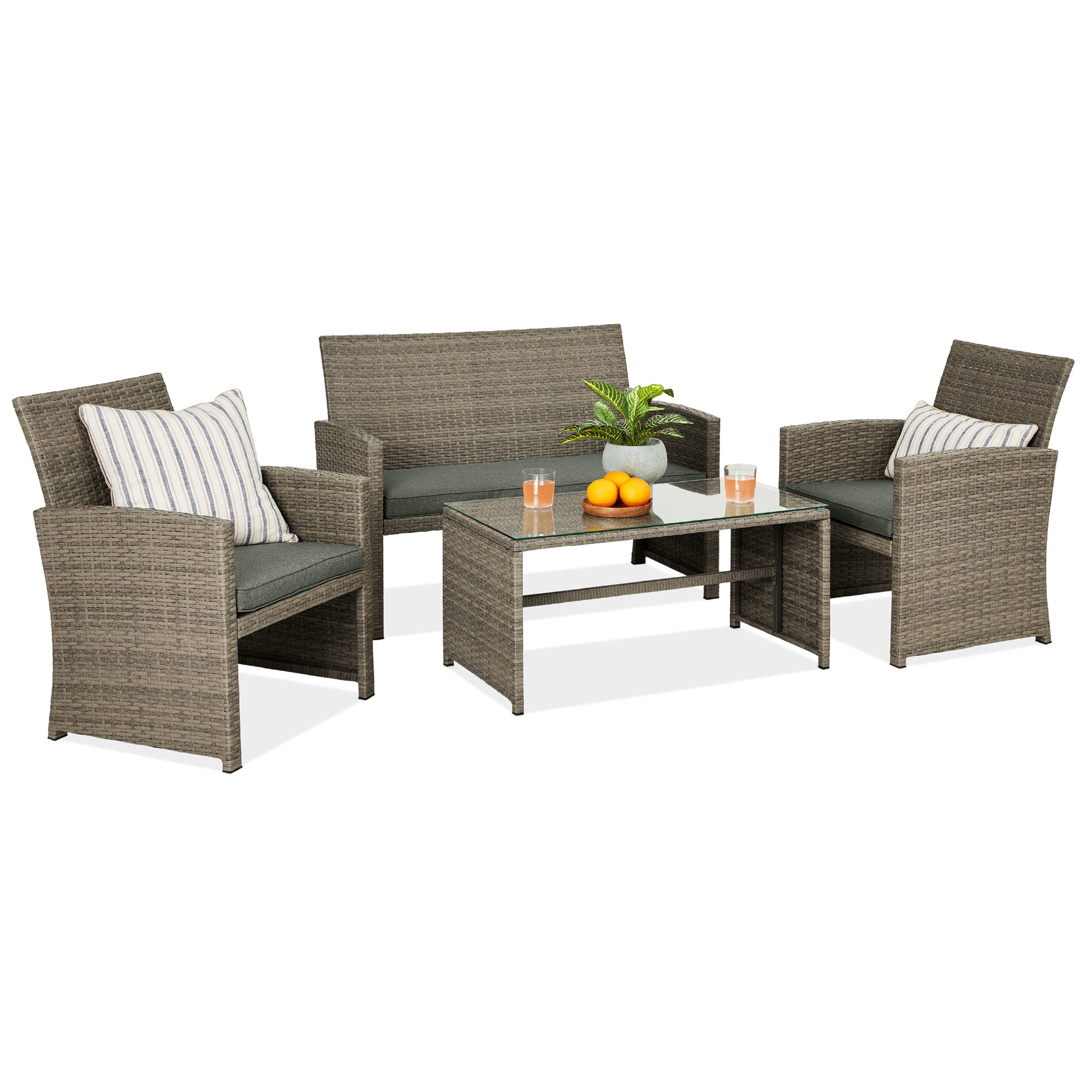 Outdoor Wicker Furniture Set w/ Table, Pieces Best Choice Products