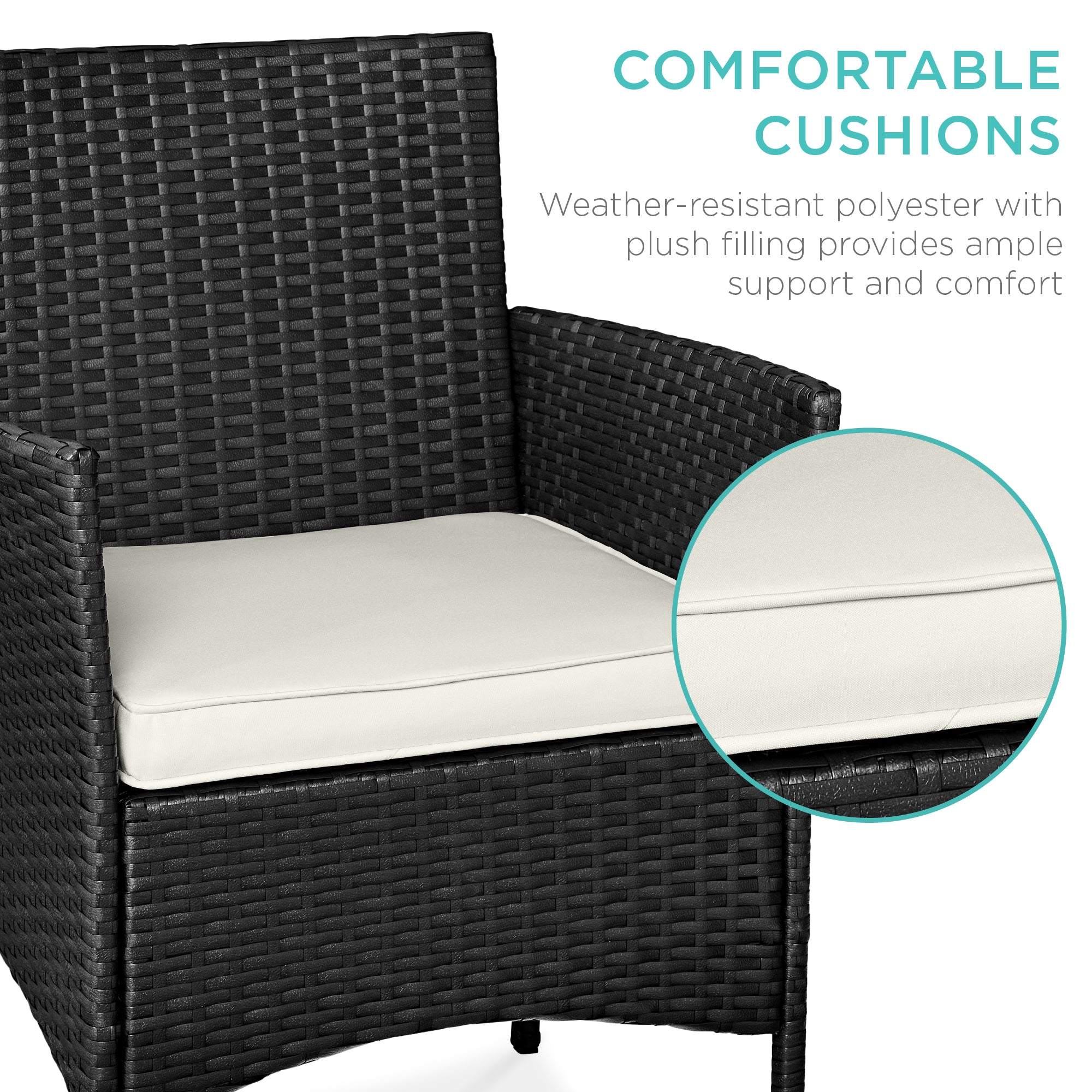 3-Piece Outdoor Patio Wicker Bistro Set w/ Side Storage Table
