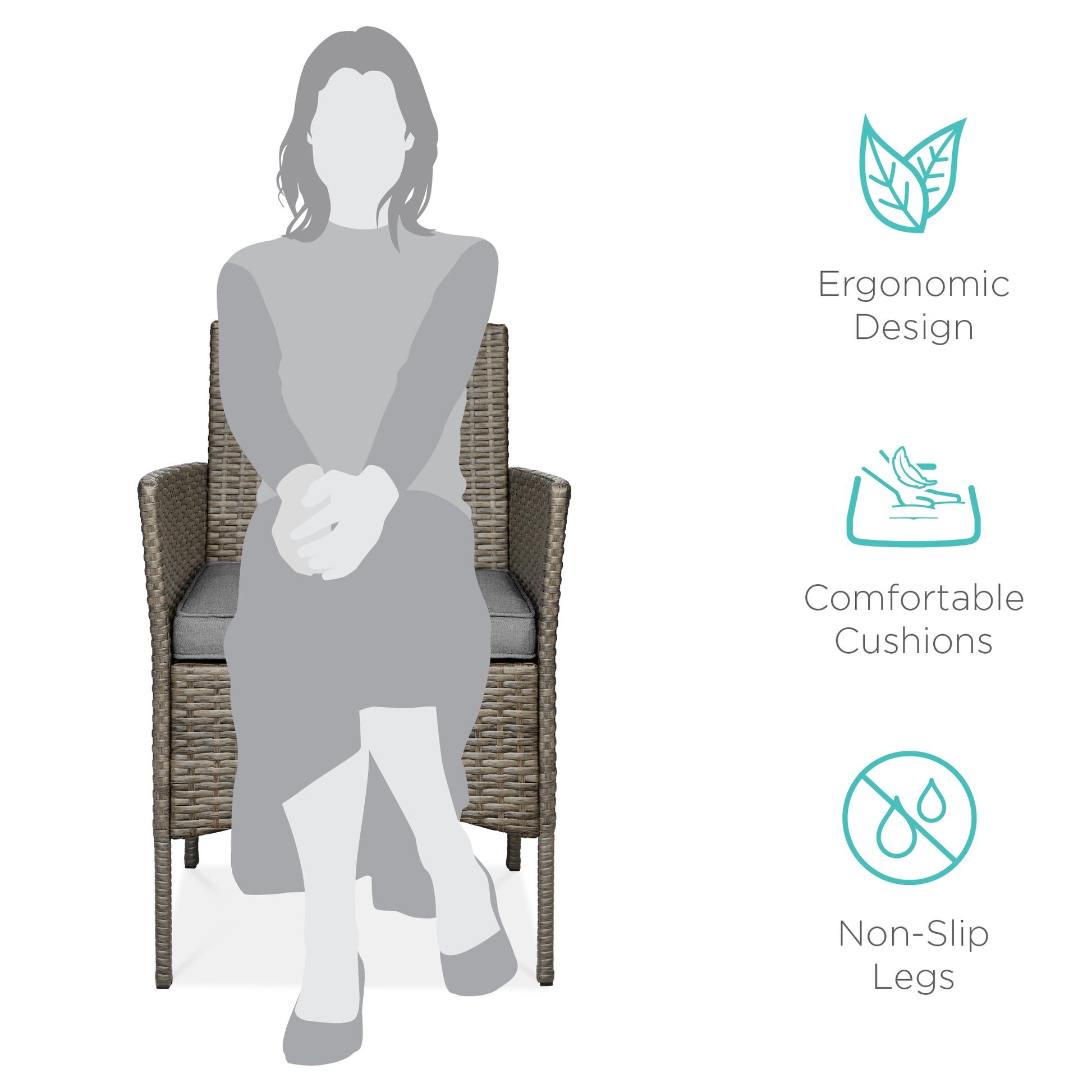 3-Piece Outdoor Patio Wicker Bistro Set w/ Side Storage Table