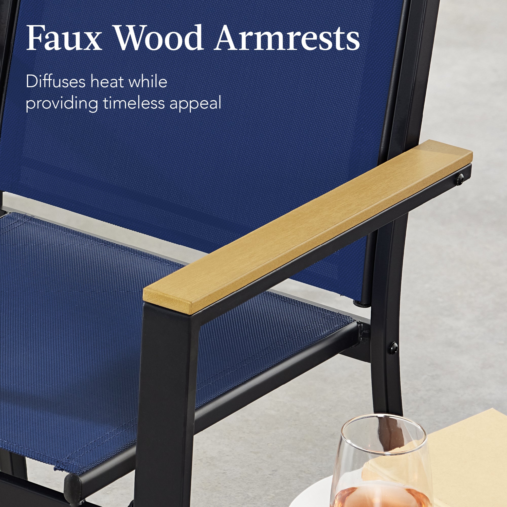 4-Piece Textilene Conversation Set w/ Cushions, Table - Thumbnail 4