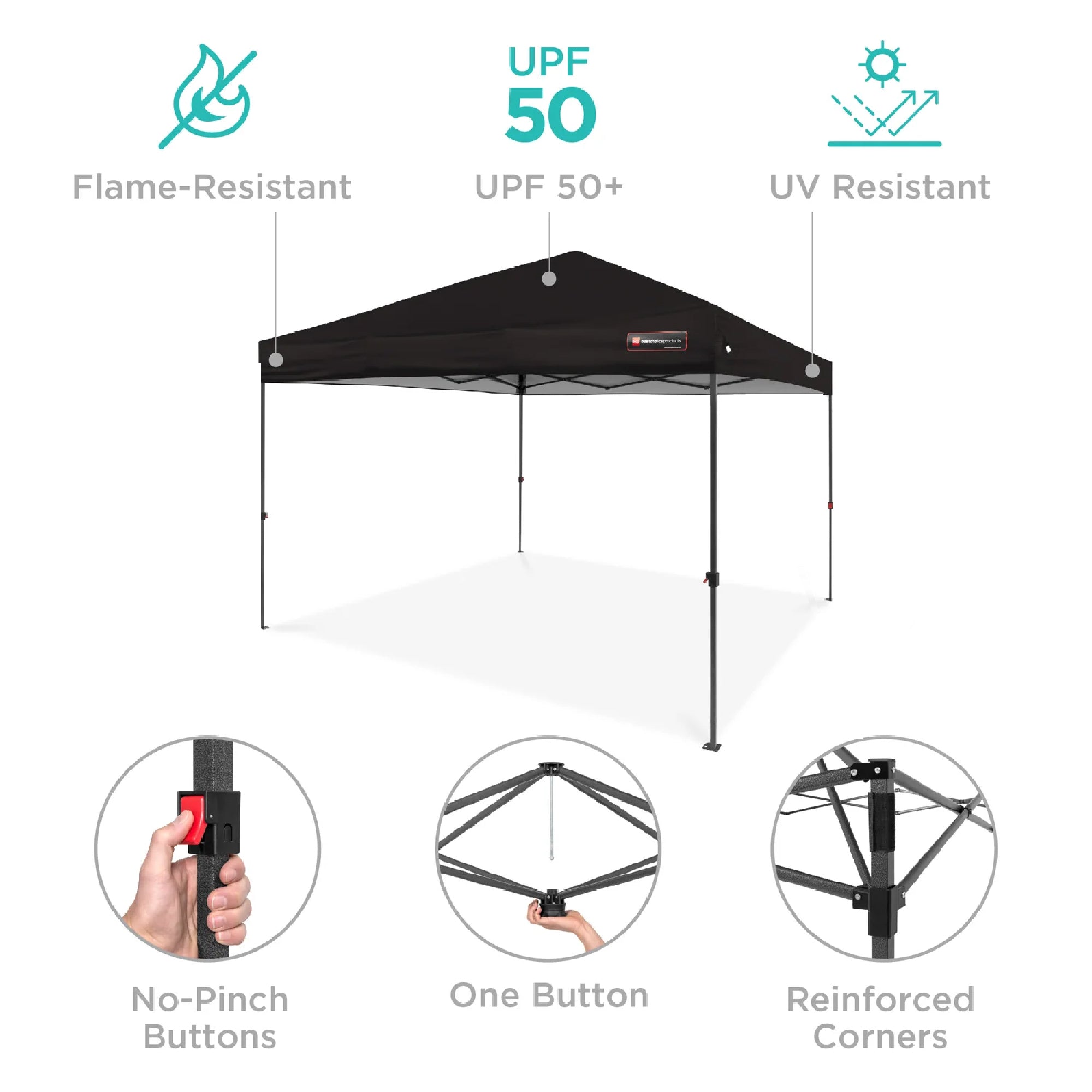 One-Person Setup Instant Pop Up Canopy w/ Case, 4 Weight Bags - 8x8ft