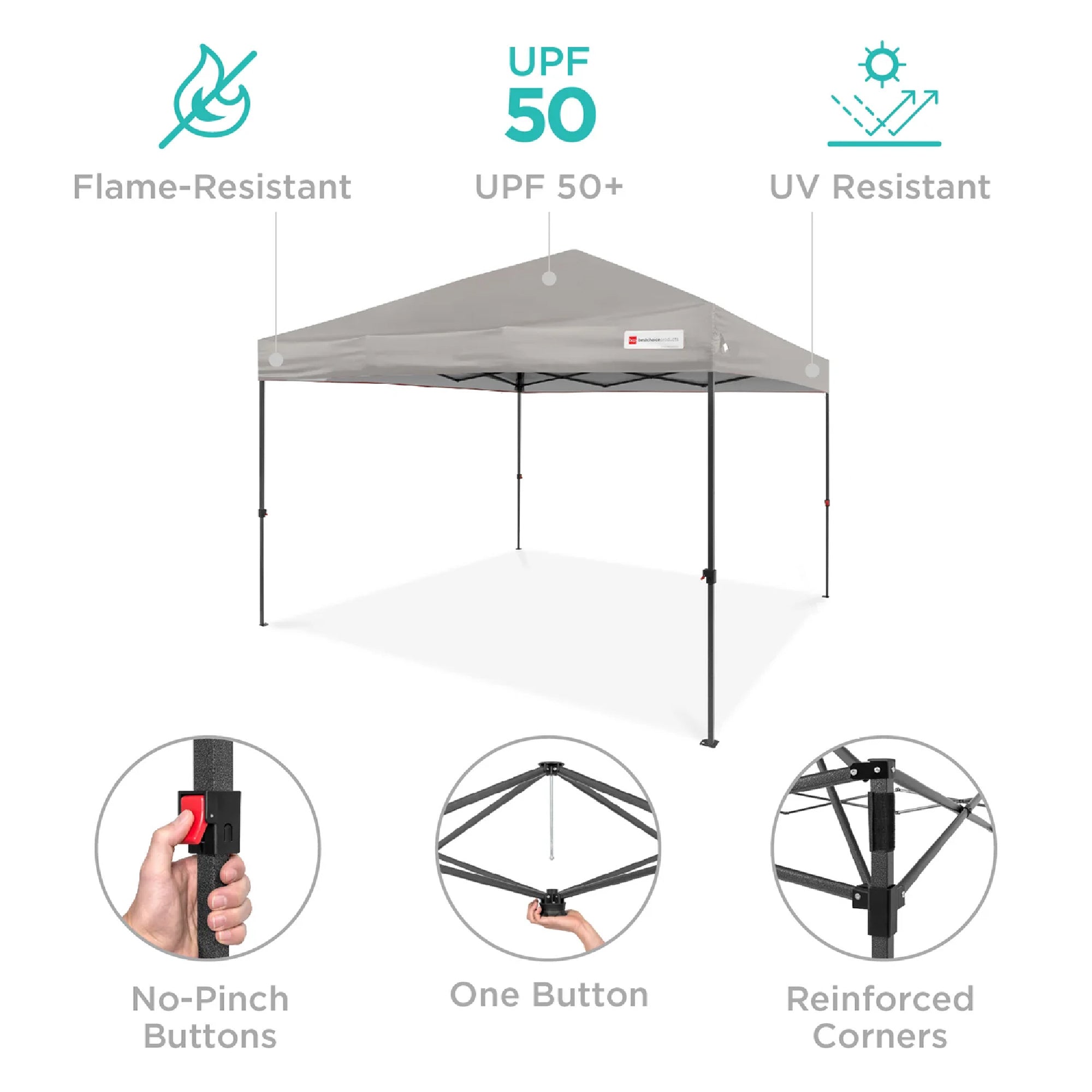 One-Person Setup Instant Pop Up Canopy w/ Case, 4 Weight Bags - 8x8ft