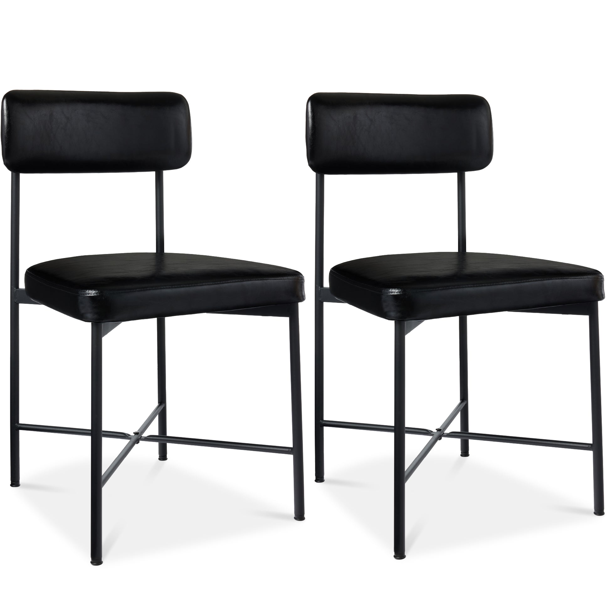 Dining Chair Set of 2, Faux Leather, Standard Height, Metal Frame
