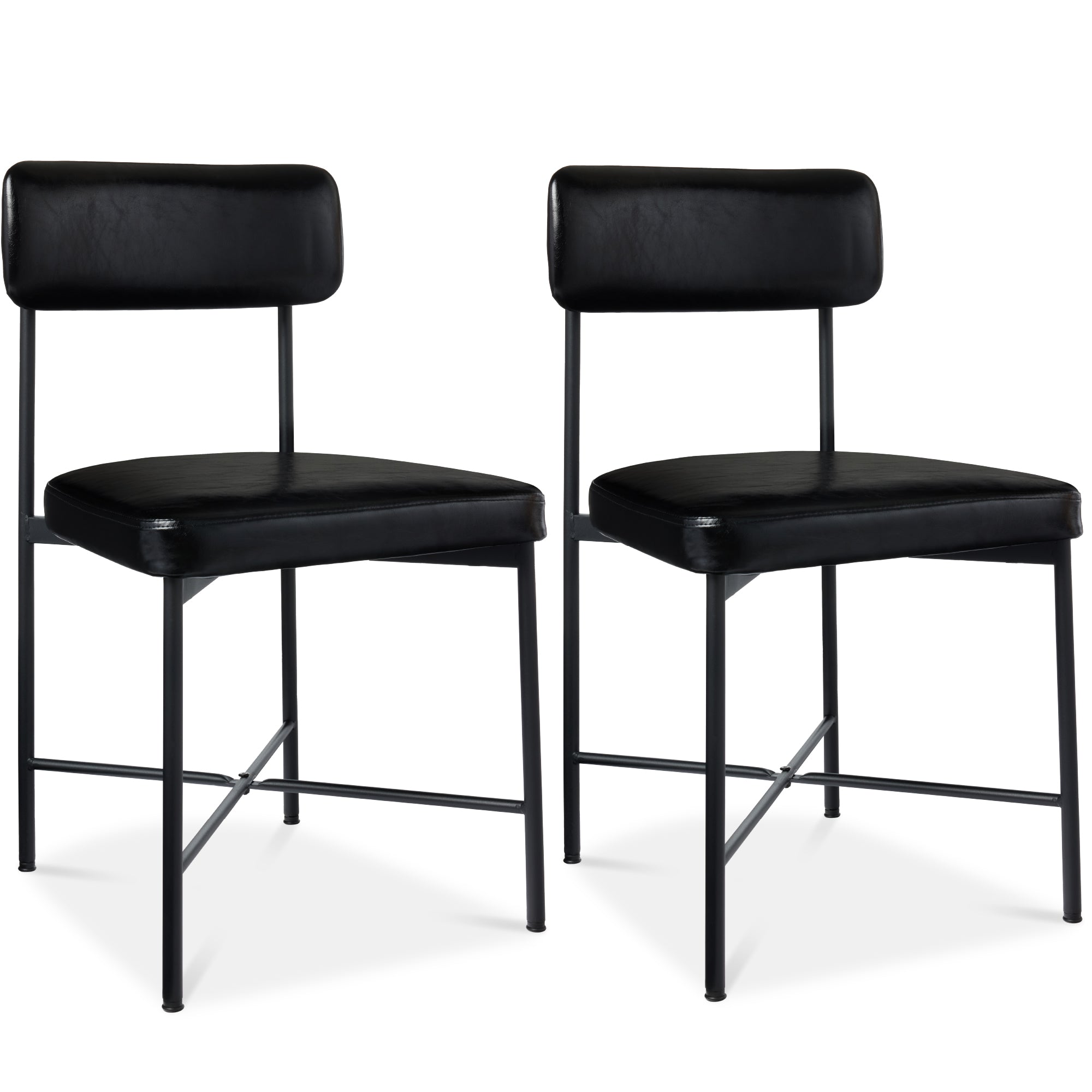 Dining Chair Set of 2, Faux Leather, Standard Height, Metal Frame