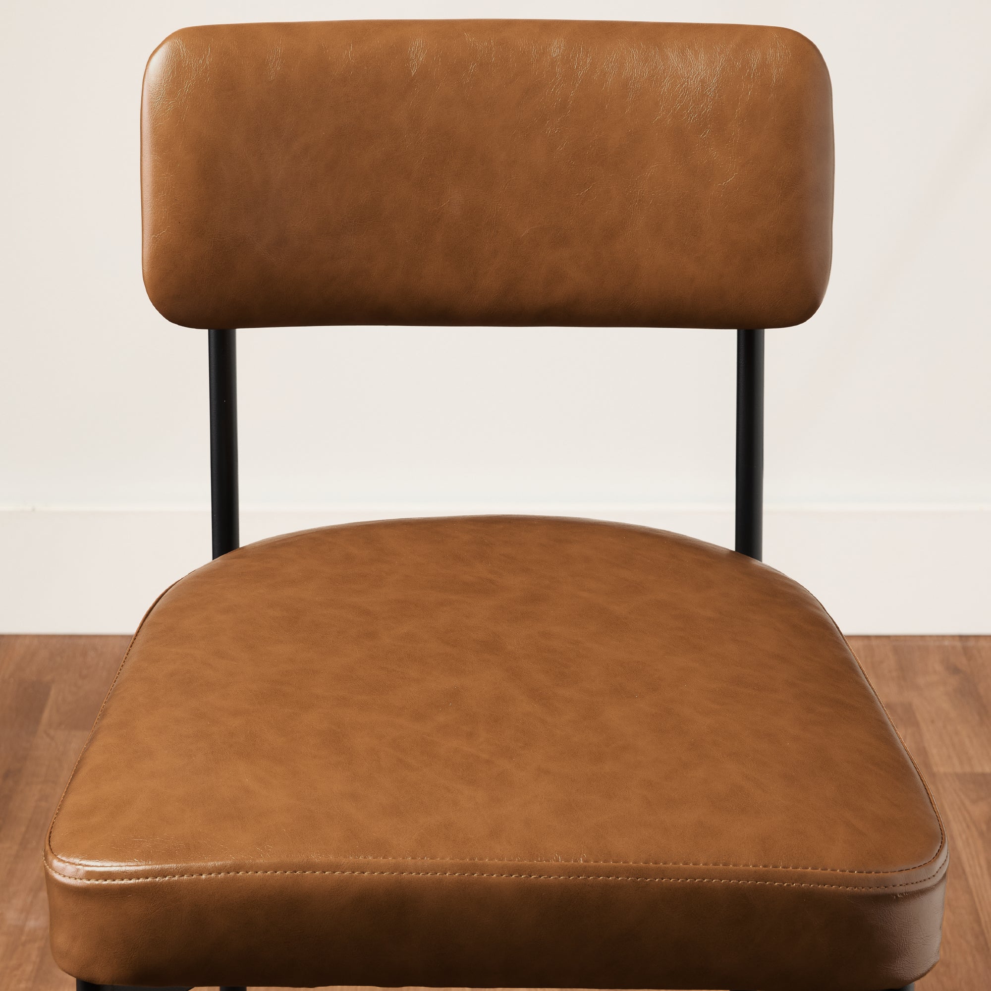 Set of 2 Armless Counter Height Bar Stools, Modern PU Faux Leather Stools