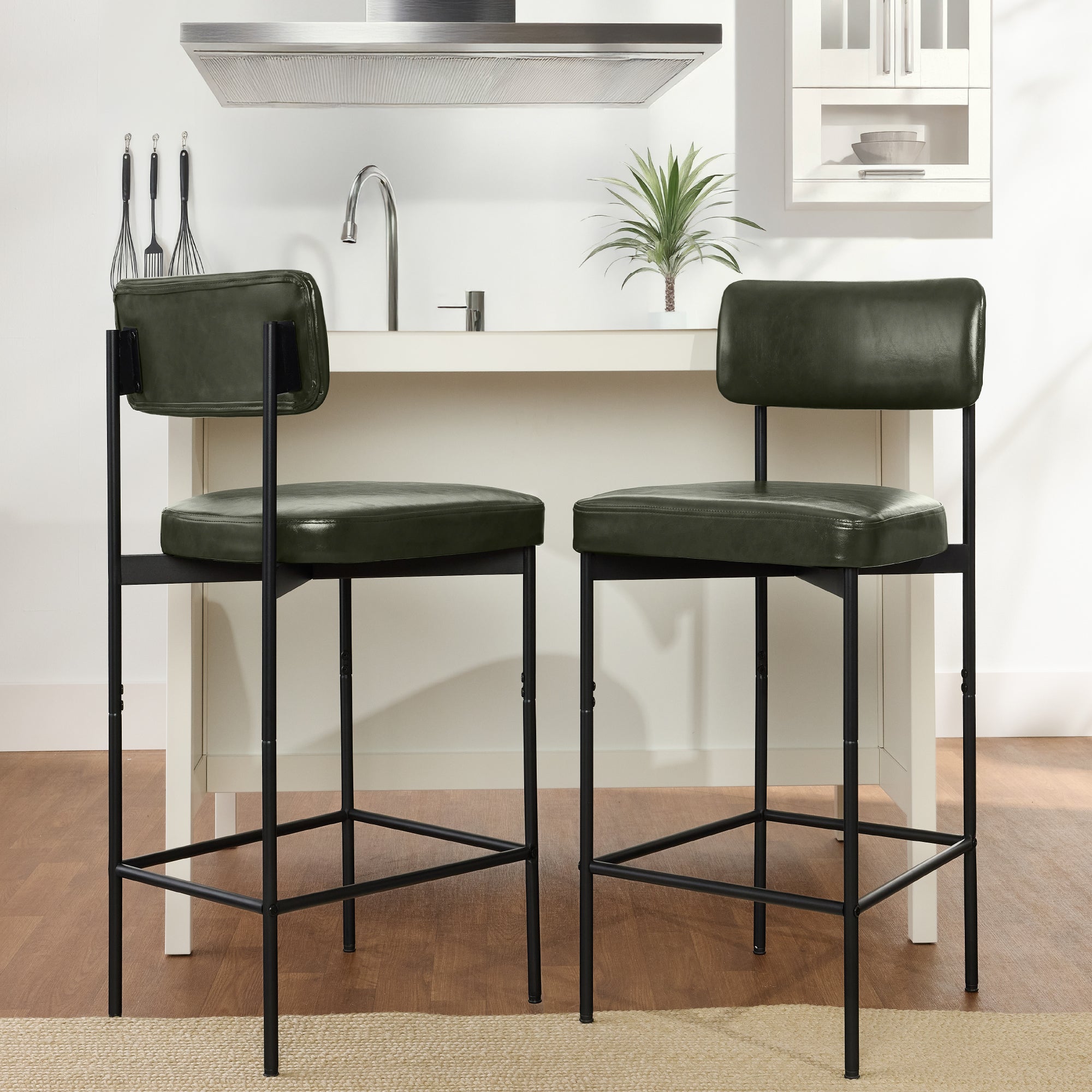 Set of 2 Armless Counter Height Bar Stools - Thumbnail 3