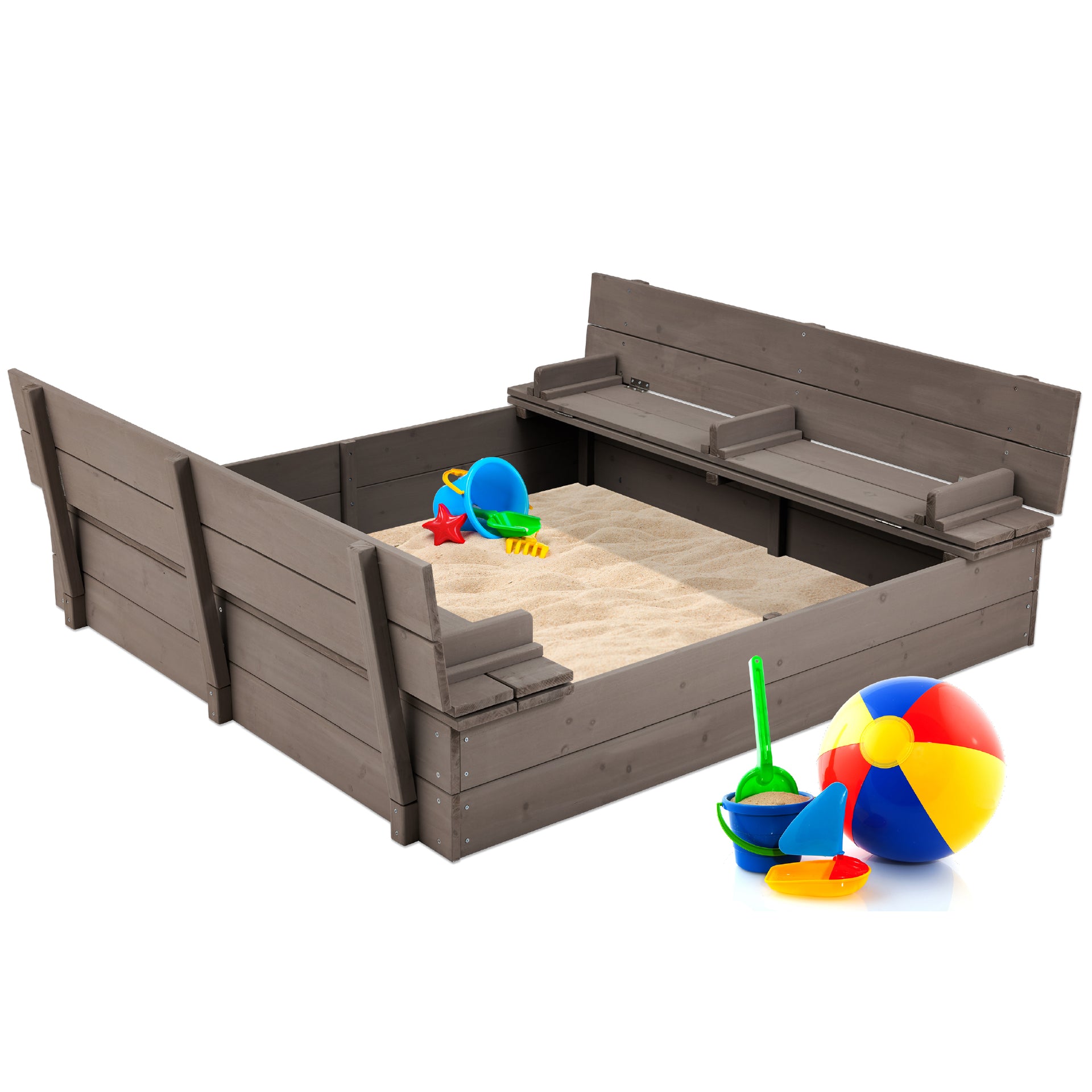 Cedar Sandbox w Screen 2 Benches 47x47in