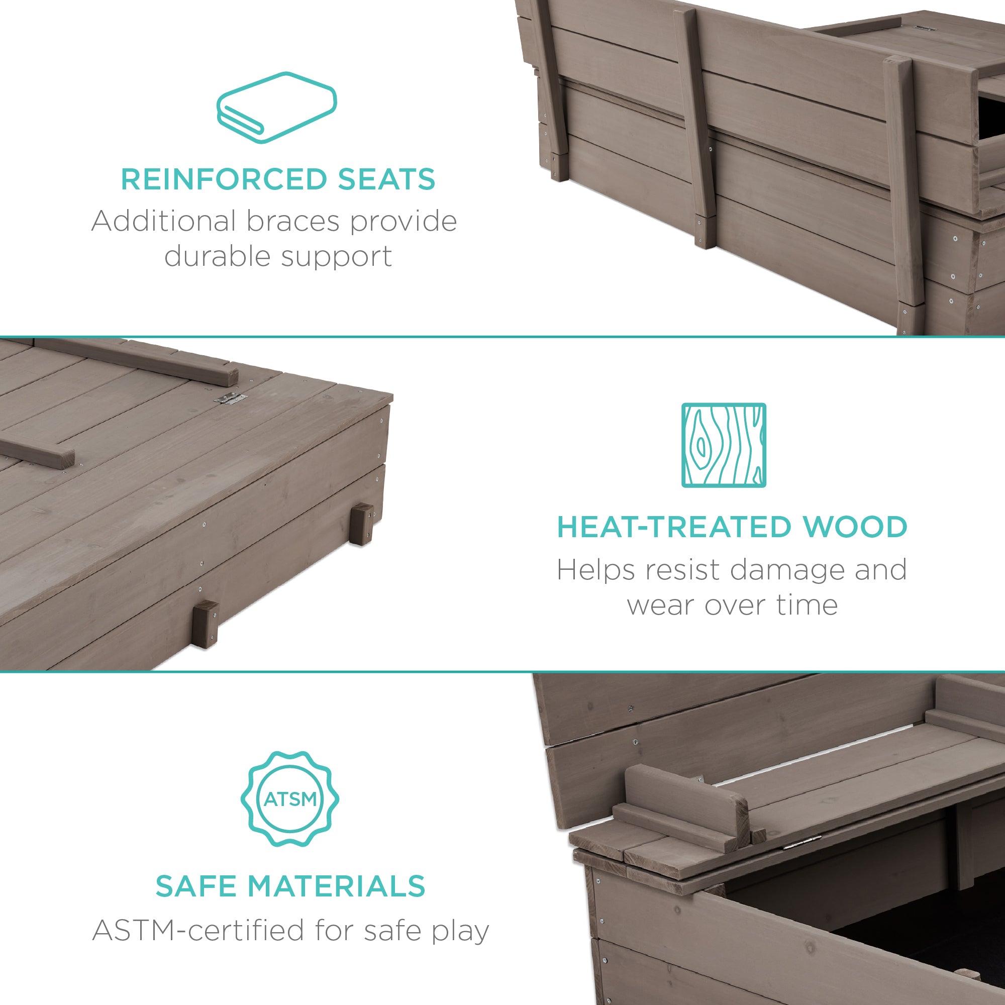 Kids Cedar Sandbox w/ Sand Screen, 2 Benches - 47x47in – Best Kids Cedar Sandbox w/ Sand Screen, 2 Benches - 47x47in – Best
