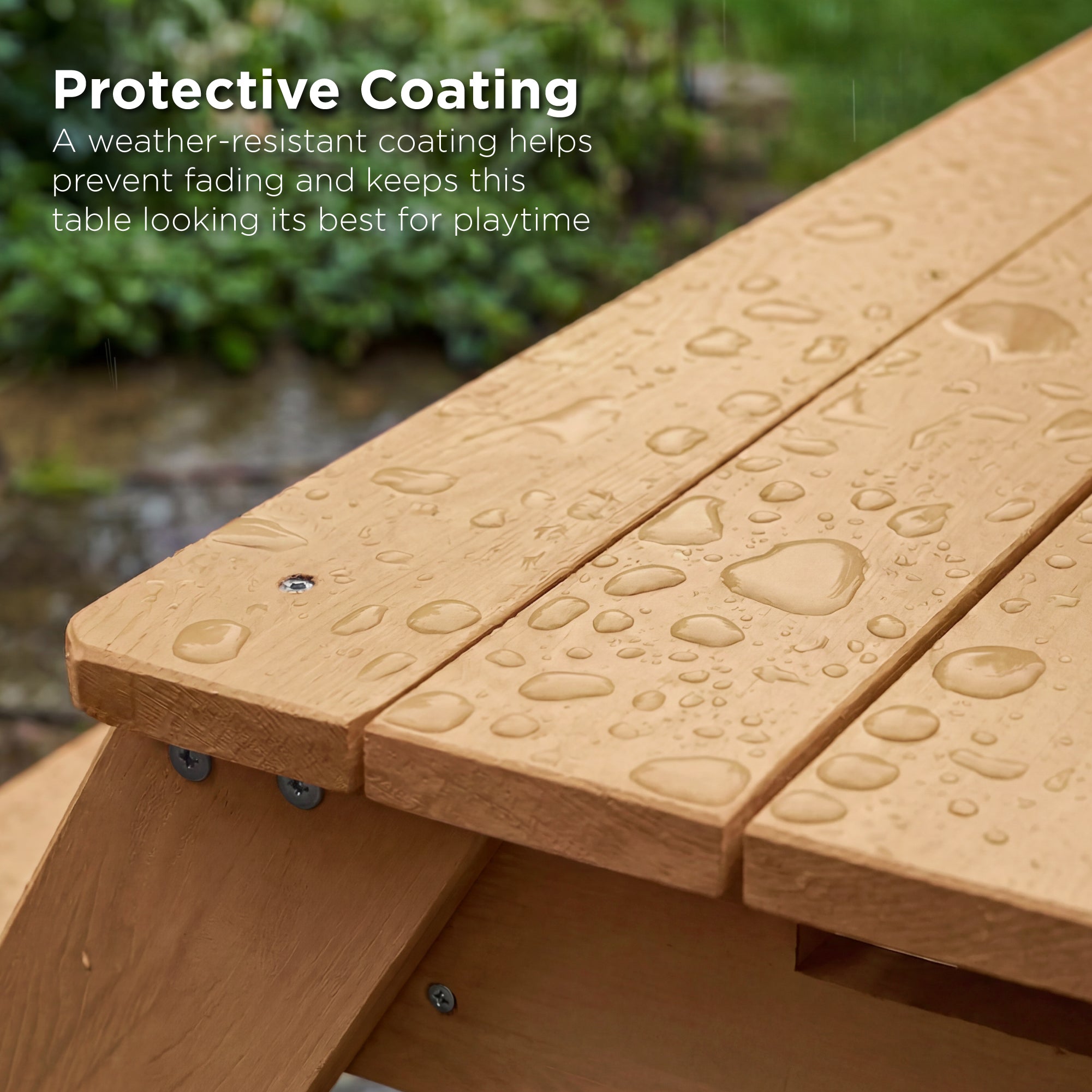 3-in-1 Kids Sand & Water Table Outdoor Wood Picnic Table w/ Umbrella