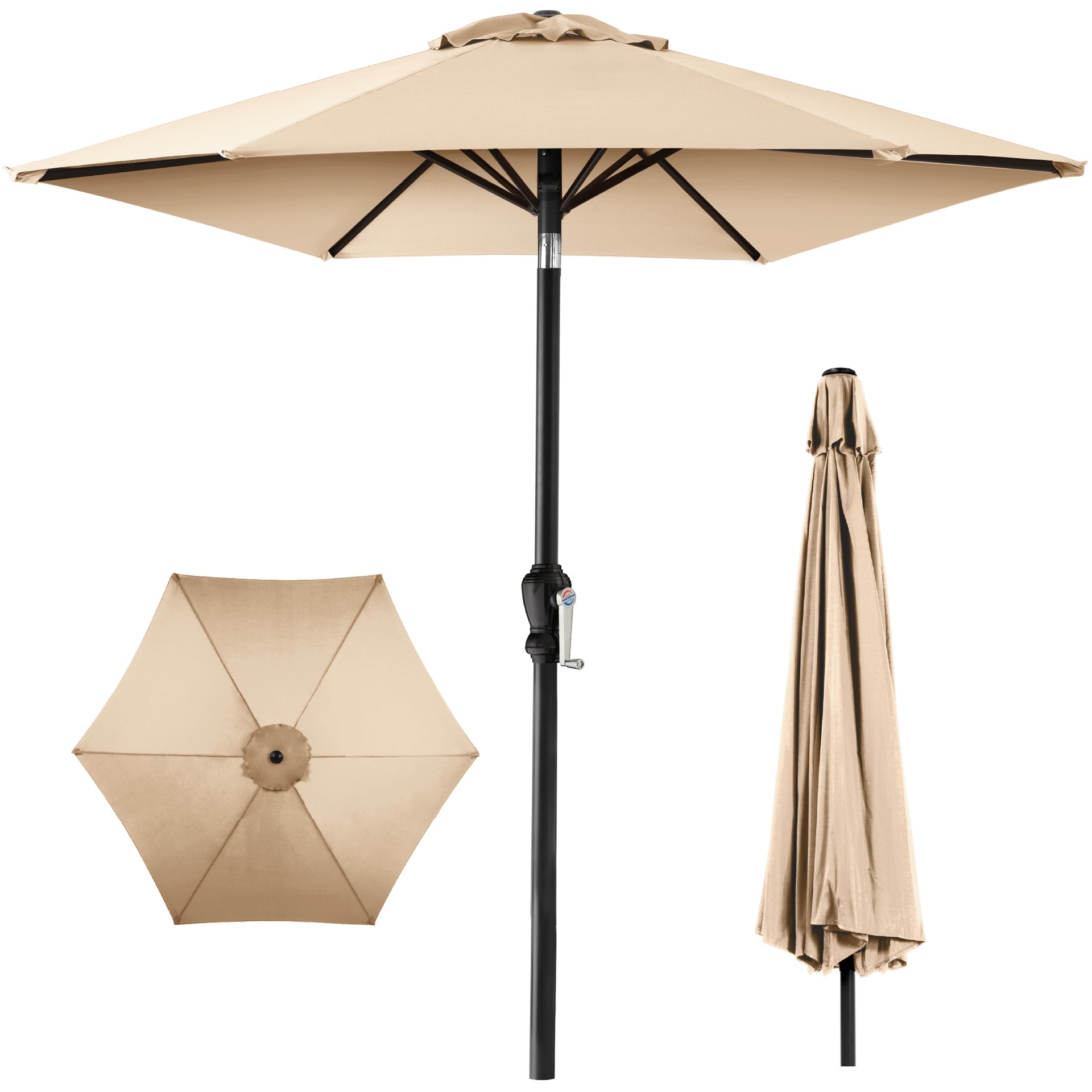 Best Choice Products 10ft Outdoor Steel Market Patio Umbrella w/ Crank, Tilt Push Button, 6 Ribs